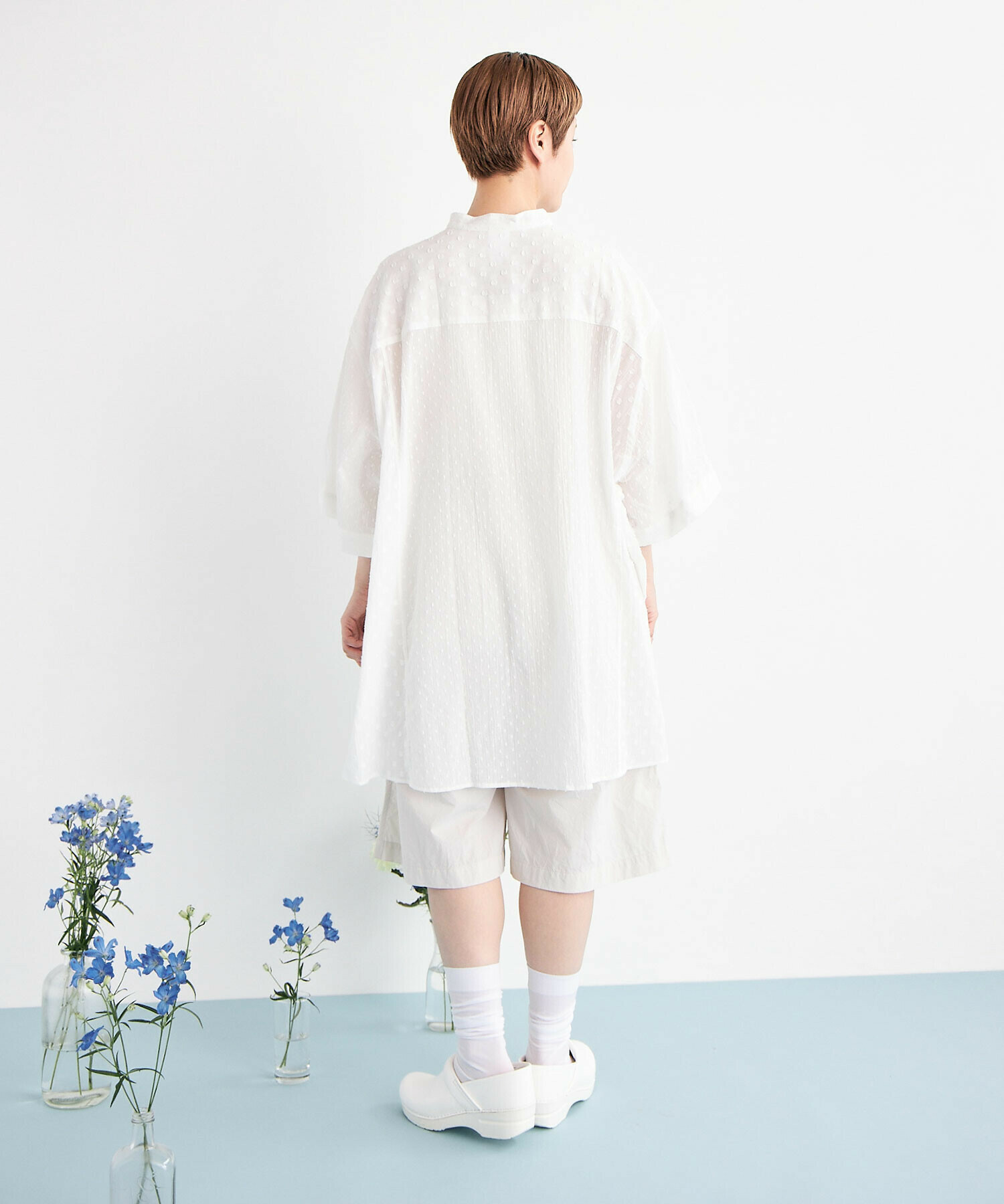 buoybuoy ドットオールインワン AMBIDEX Store DOT CUT DOBBY PAPA シャツ(F LIGHT BLUE): buoybuoy