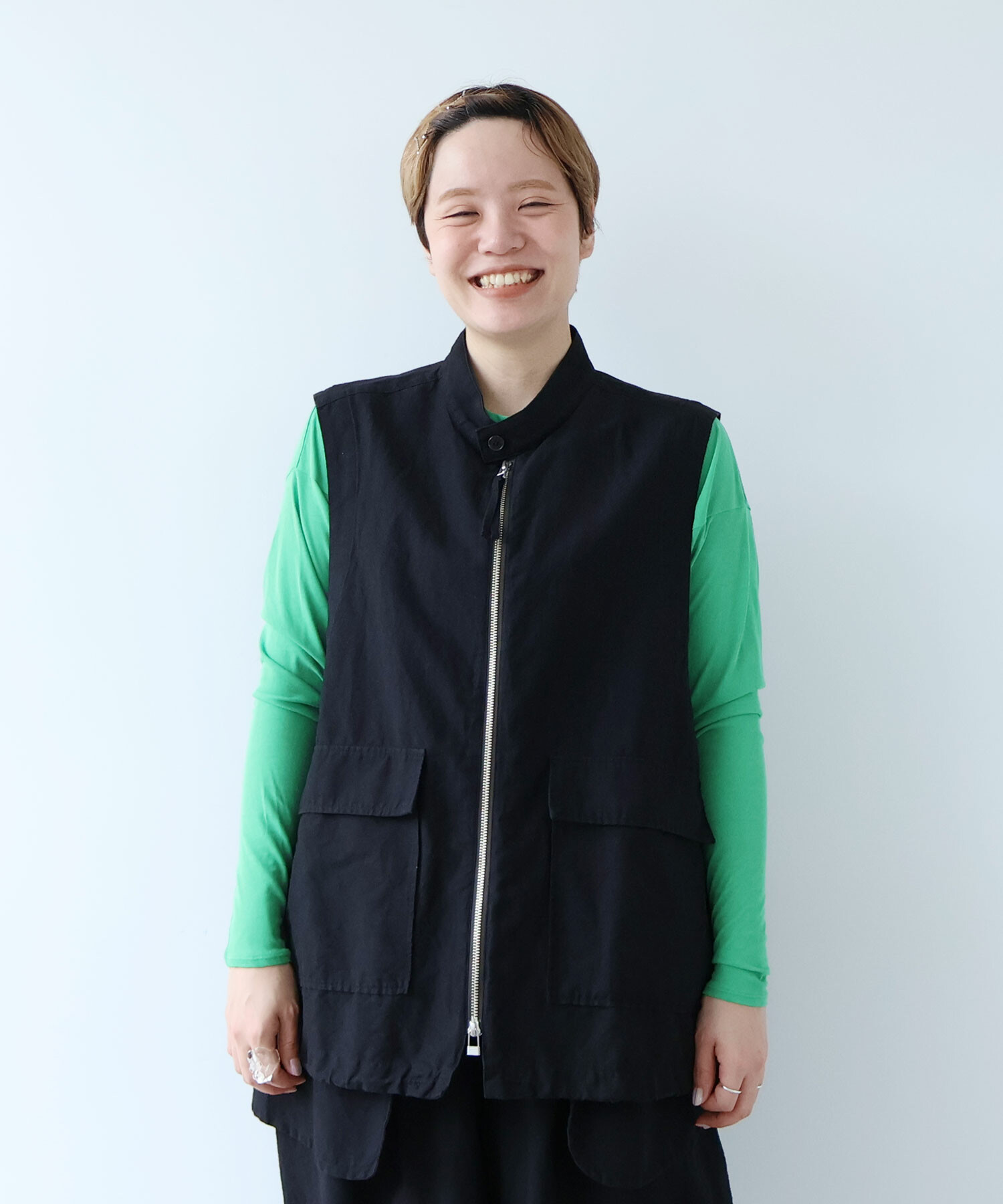 AMBIDEX Store Li/Cクロスワッシャー/CHECK ZIP ベスト(F BLACK): buoybuoy