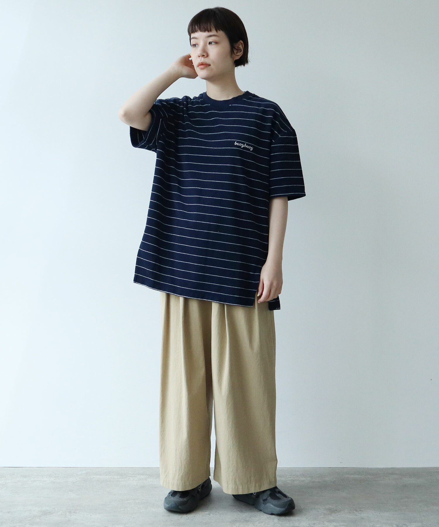 AMBIDEX Store ○pil border YACCO プルオーバー(F NAVY×WHITE): FLAT 