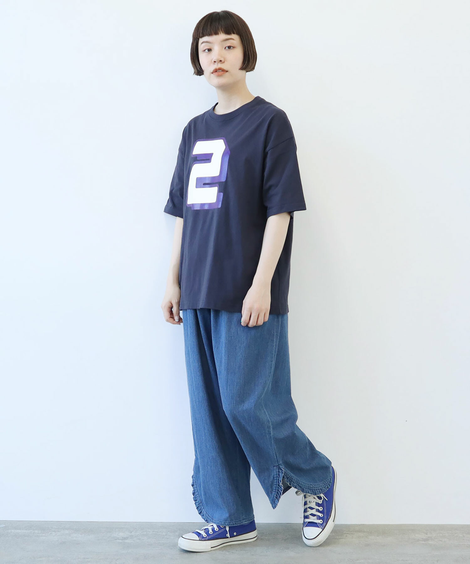 AMBIDEX Store ○number 2 T-シャツ(F ネイビー): FLAT-cic-HATENA