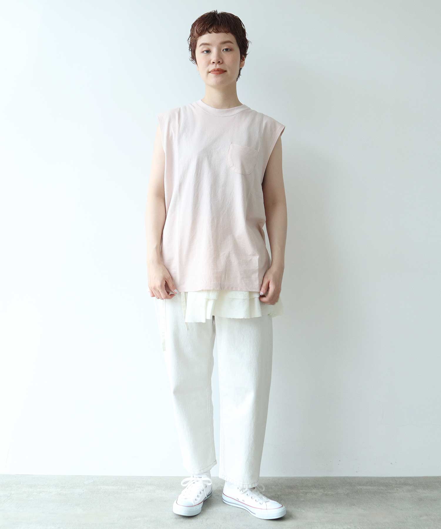 AMBIDEX Store △○super mini裏毛 ノースリーブT(F WHITE