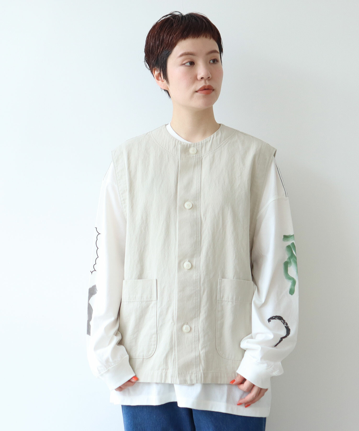 AMBIDEX Store ○強撚TWILL ジレ(F LT.BEIGE): FLAT-cic-HATENA