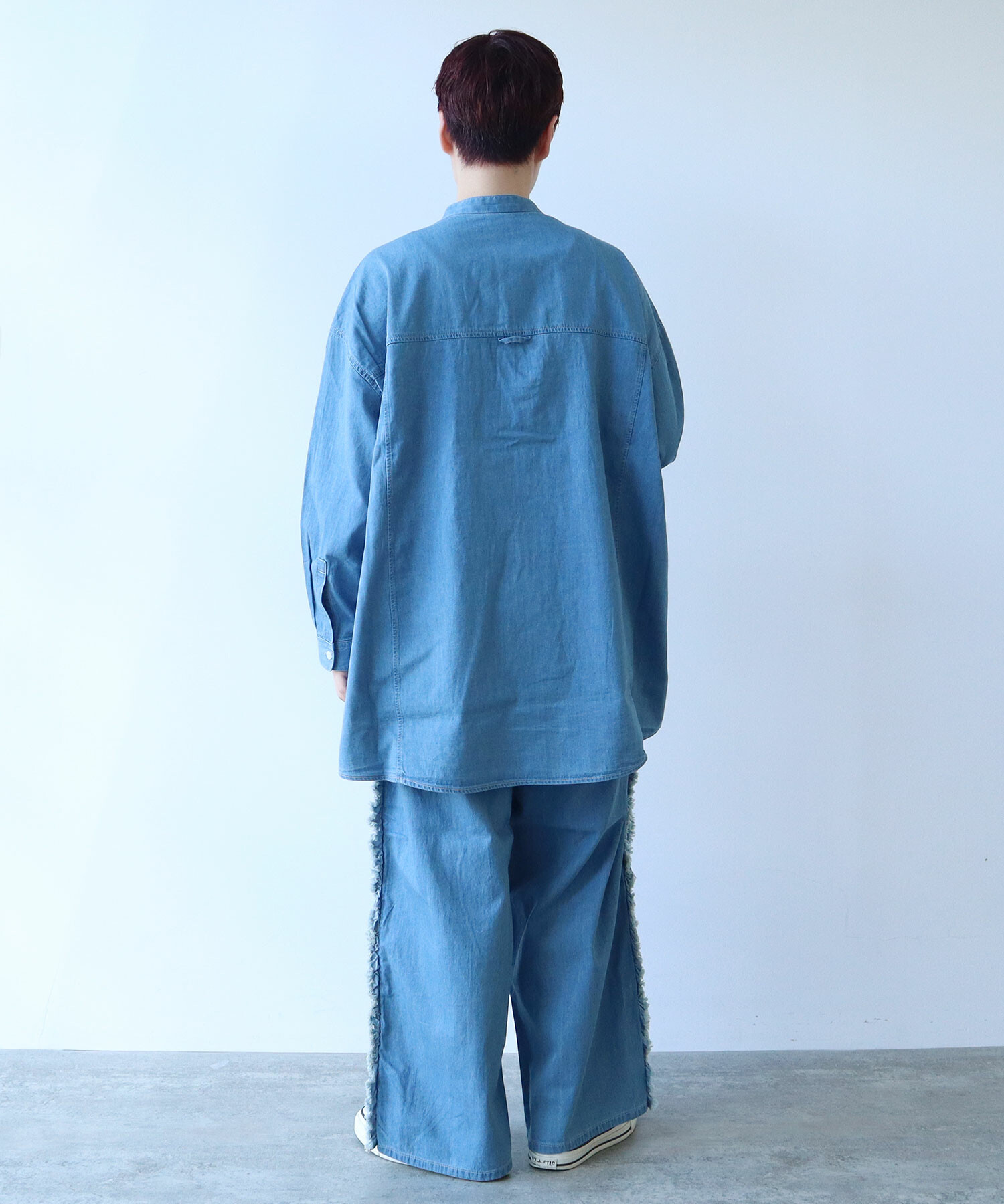 AMBIDEX Store △5.5oz LIGHT DENIM SIDE FRILL パンツ(F INDIGO