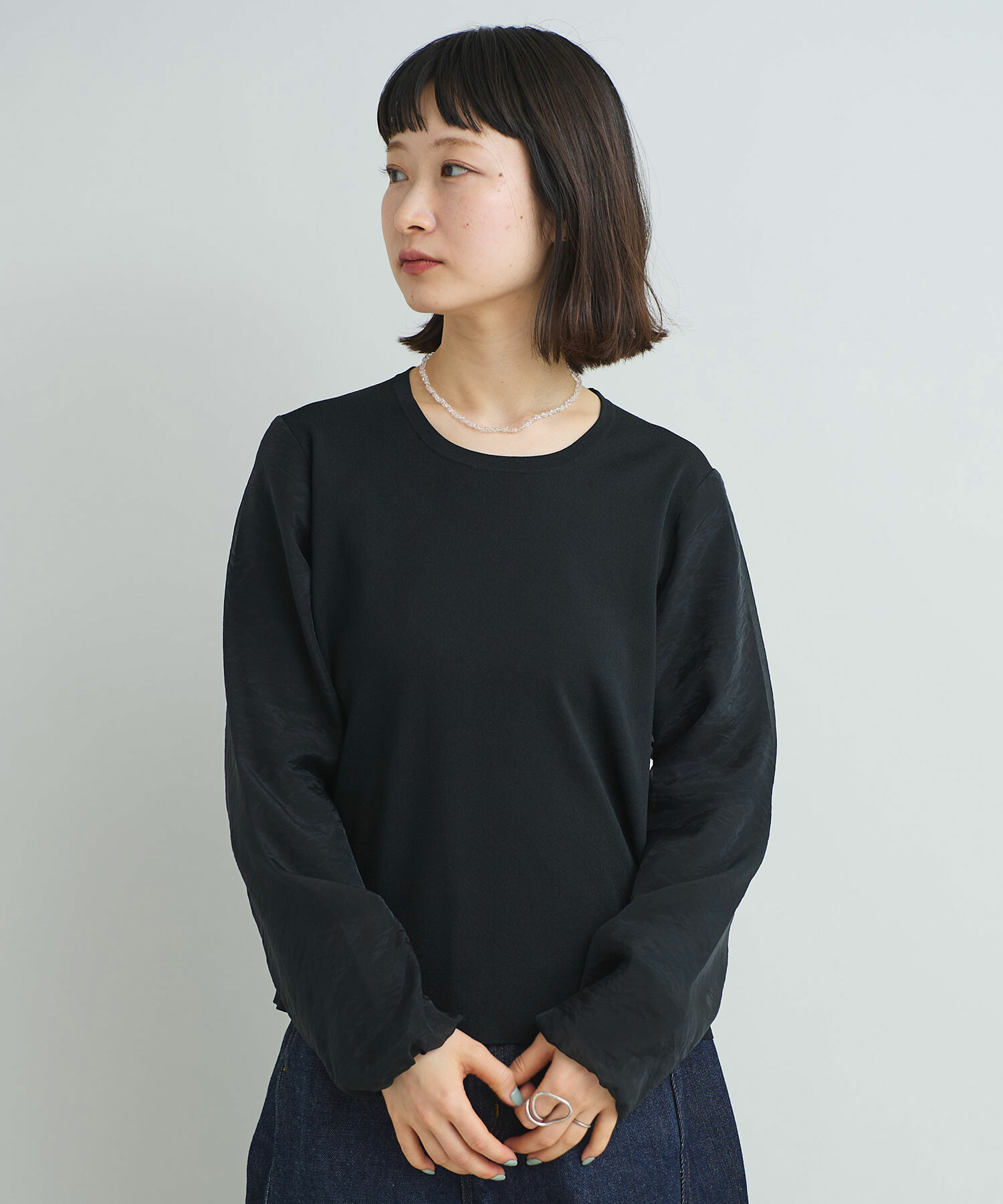 ネックレス 新品 海竹 レッドシーバンブー&ブラックスピネル 3連 316L刻 BLACK SPINEL&CHAIN NECKLACE(6SN0227)｜SJX公式ONLINE STORE