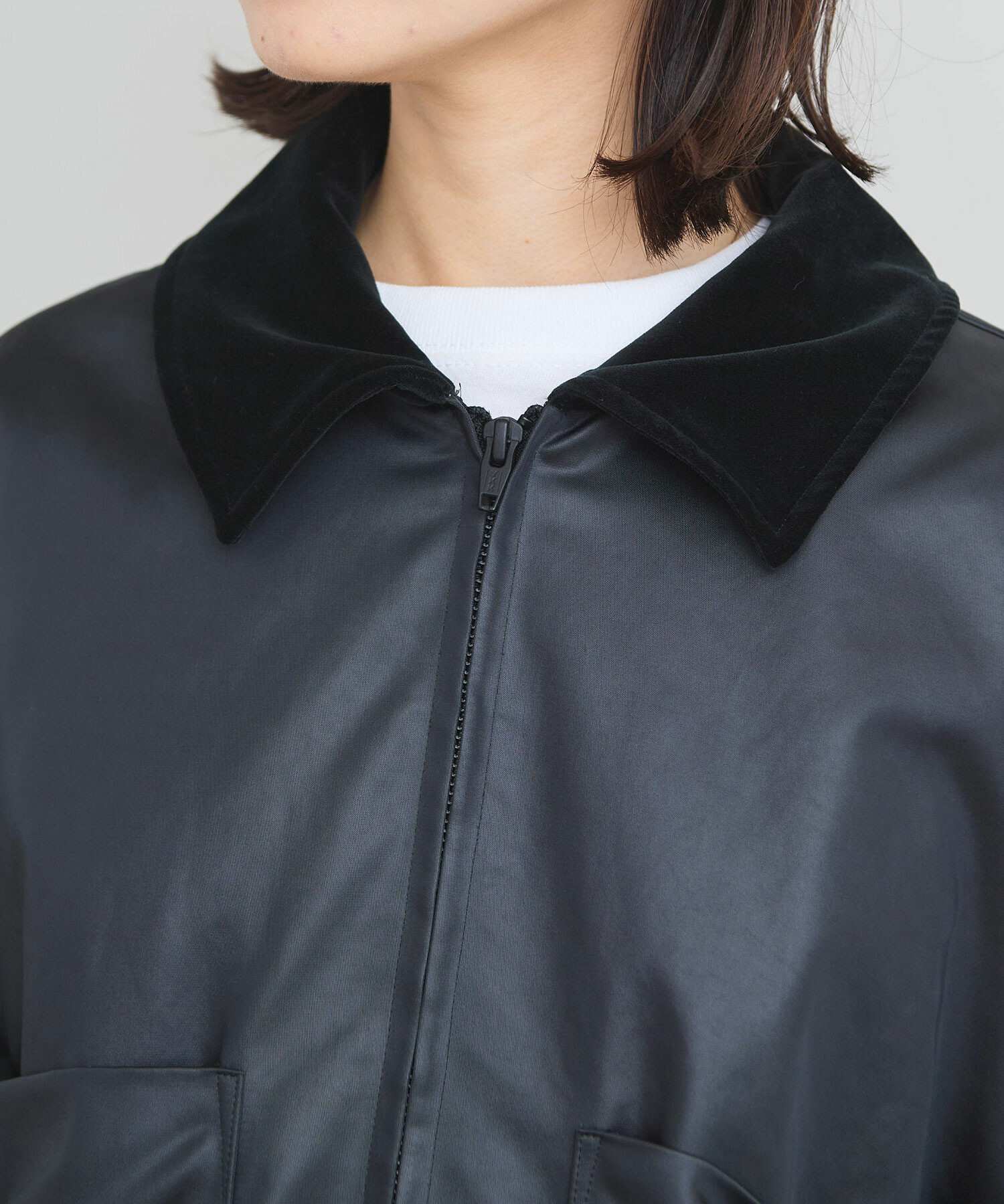 AMBIDEX Store フェイクレザージップ ブルゾン(F クロ): iki