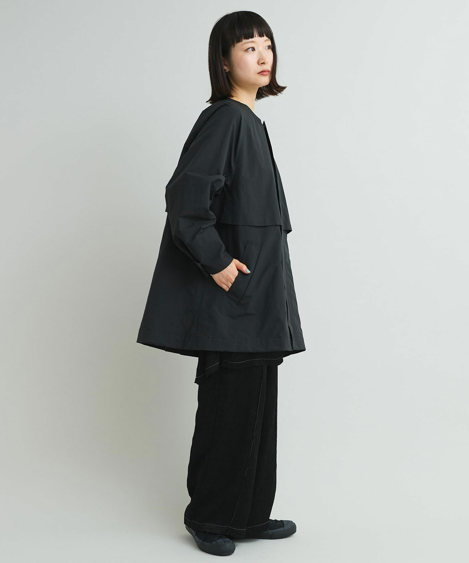 AMBIDEX Store 〇ピーチスキンタフタ ショート コート(F クロ): iki