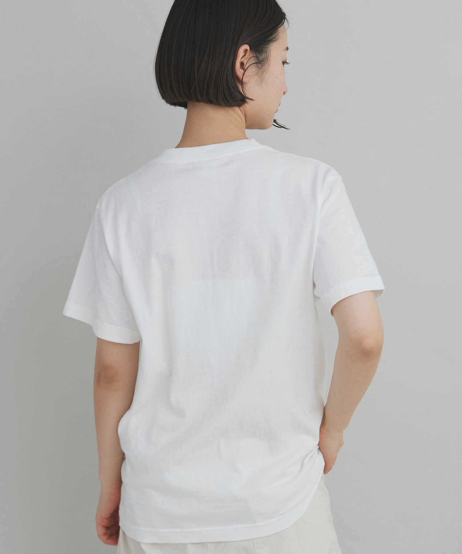AMBIDEX Store 〇セミコーマ天竺 テープ刺繍 Tシャツ(F シロ×クロ): iki