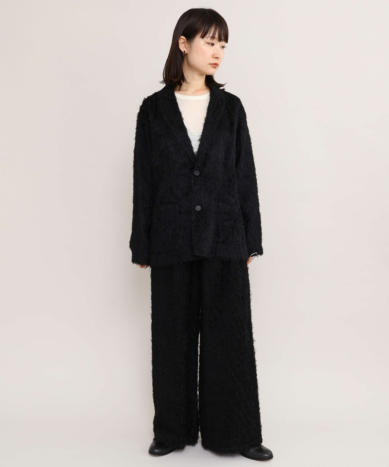 AMBIDEX Store カットフェザージャカード ルーズ ジャケット(F クロ): iki