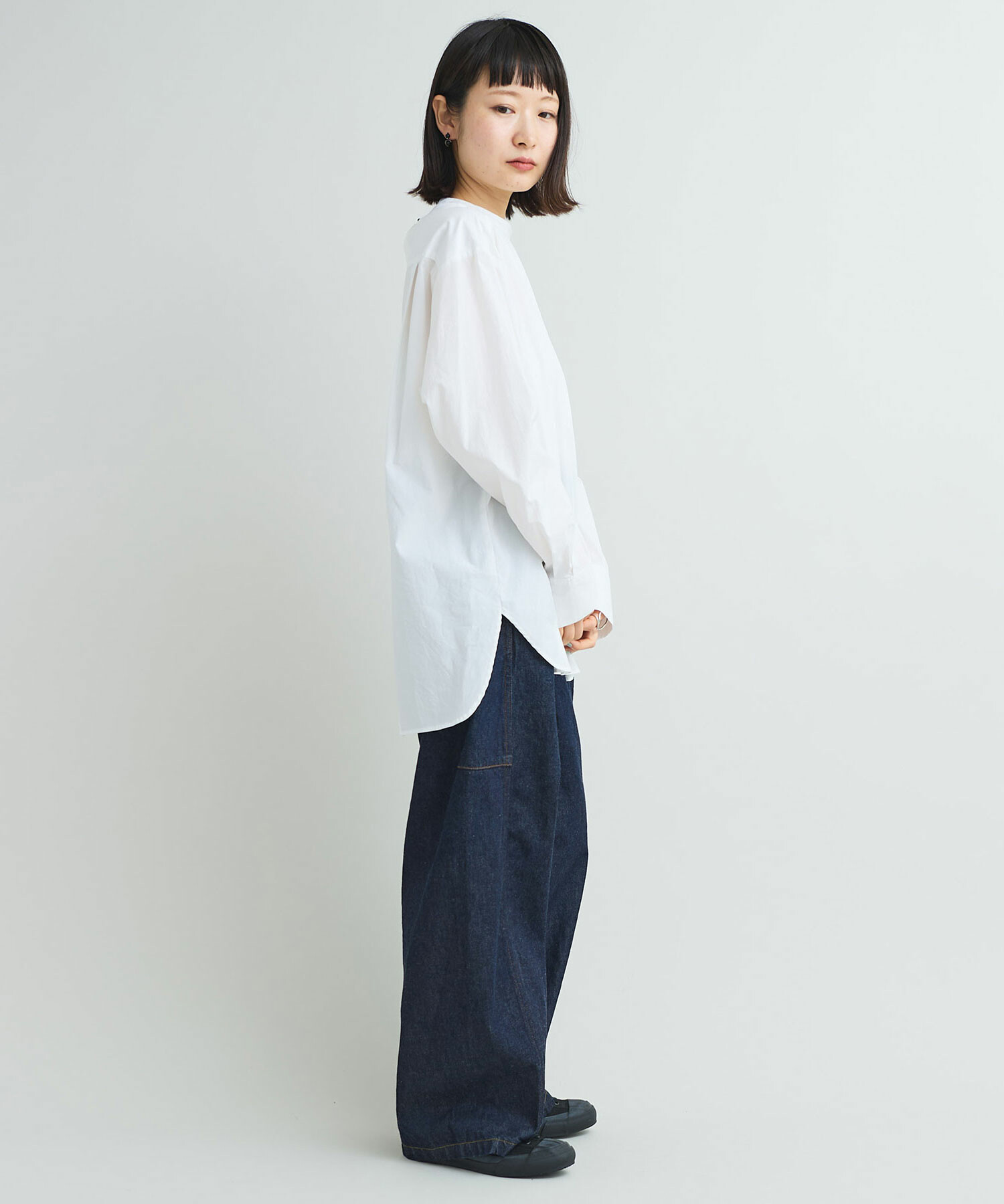 Y's ワイズ クロップドパンツ アイボリー 2(S位) 2200125A0012 ワイズY's シワ加工コットンポリワイドクロップドパンツ 黒2