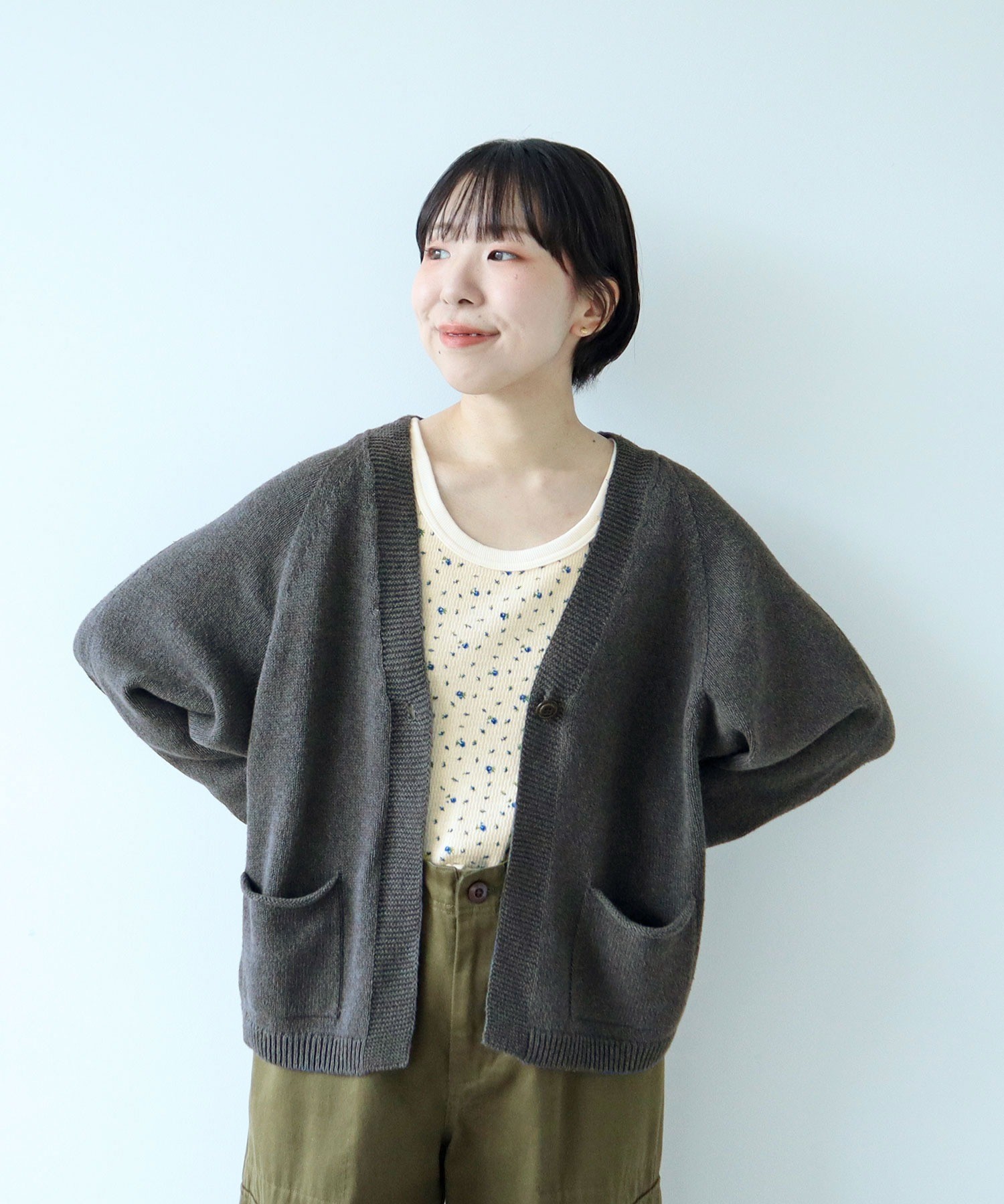 AMBIDEX Store ○○USEDサーマル小花プリント タンクトップ(F アオ