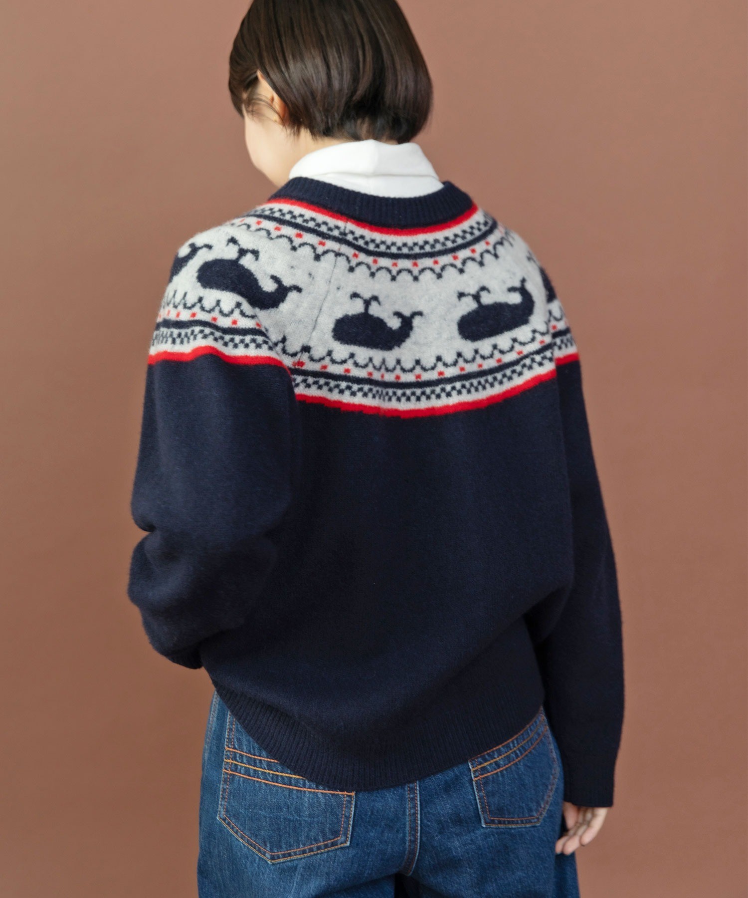 AMBIDEX Store △〇クジラジャカード 求心風2WAY カーディガン(F