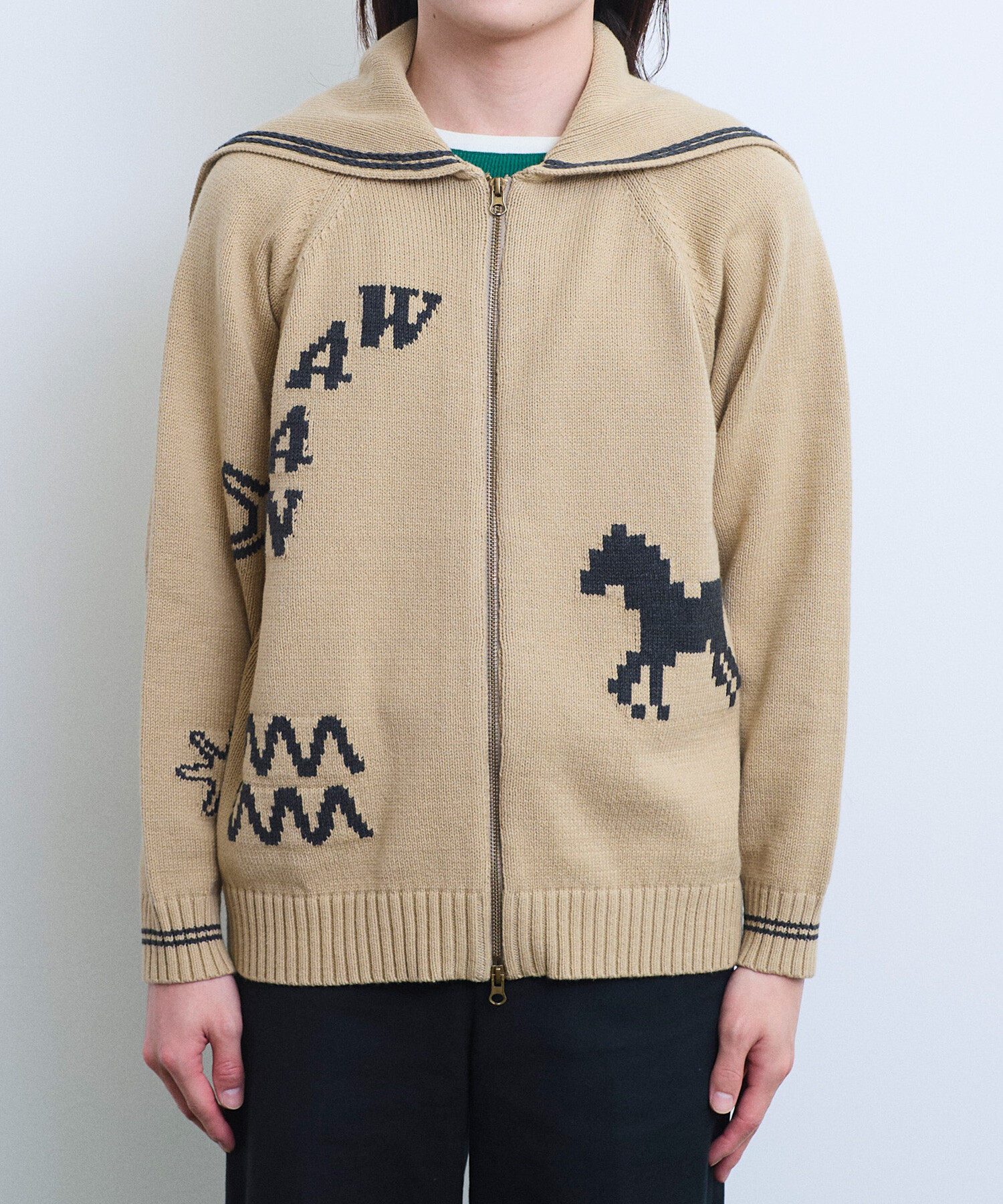 AMBIDEX Store 【予約販売】〇SAILOR COLLAR ニットブルゾン(F NAVY