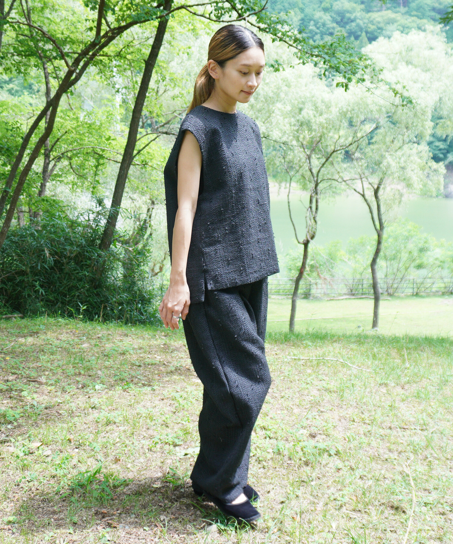 AMBIDEX Store △〇sashiko jacquard ベスト(F ピンク): FLAT