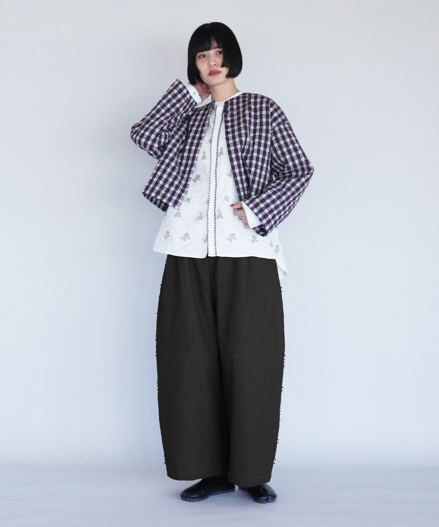 AMBIDEX Store 〇sashiko jacquard ボリュームパンツ(F ライト