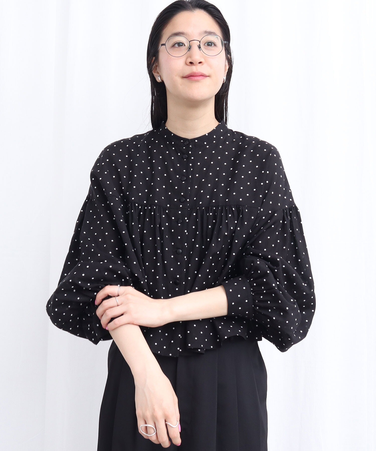 AMBIDEX Store 〇CottonCupra lawn short blouse (F クロ): l'atelier