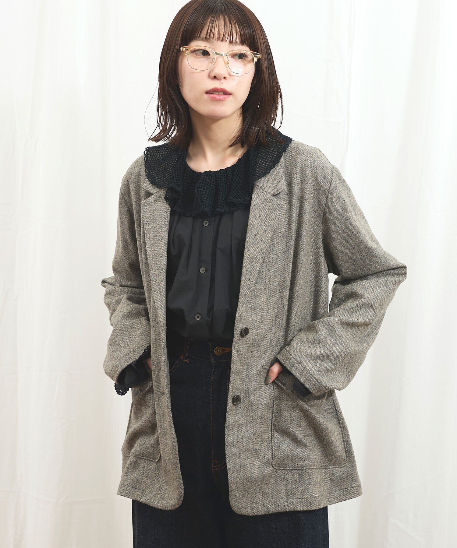 AMBIDEX Store 〇WOOL TWEED jacket(F グレー): l'atelier du savon
