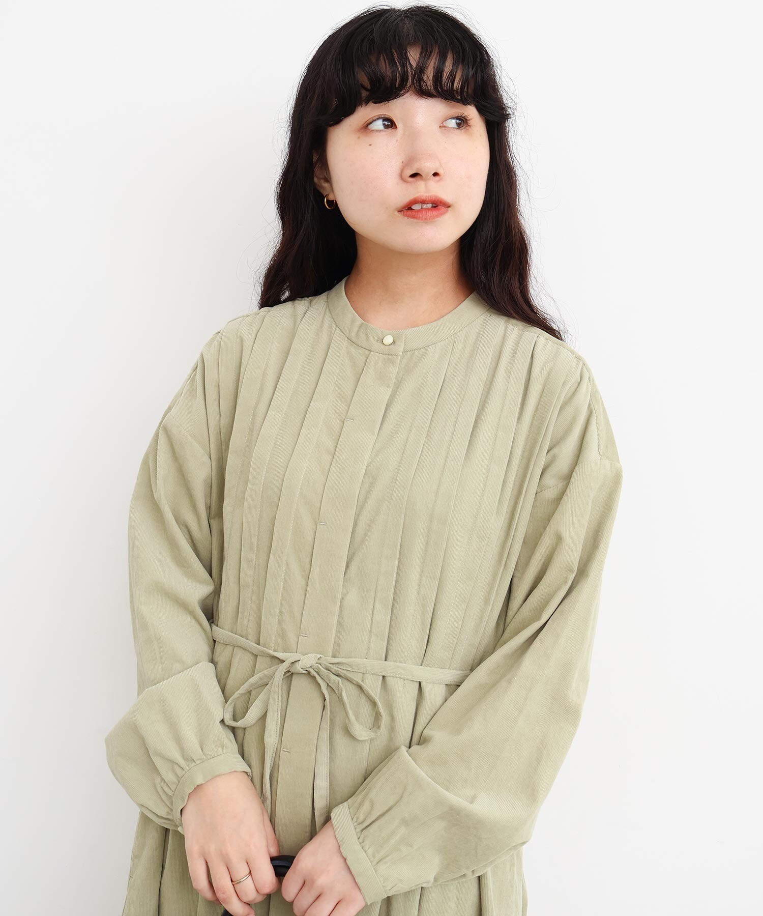 AMBIDEX Store 〇21Wシャツコール タックワンピース(F クロ): l