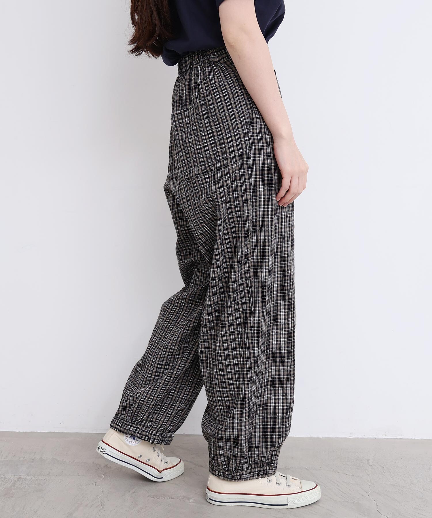 l'atelier du savon くるくるチェック刺繍パンツ l'atelier du savon（アトリエドサボン）の「くるくるチェック