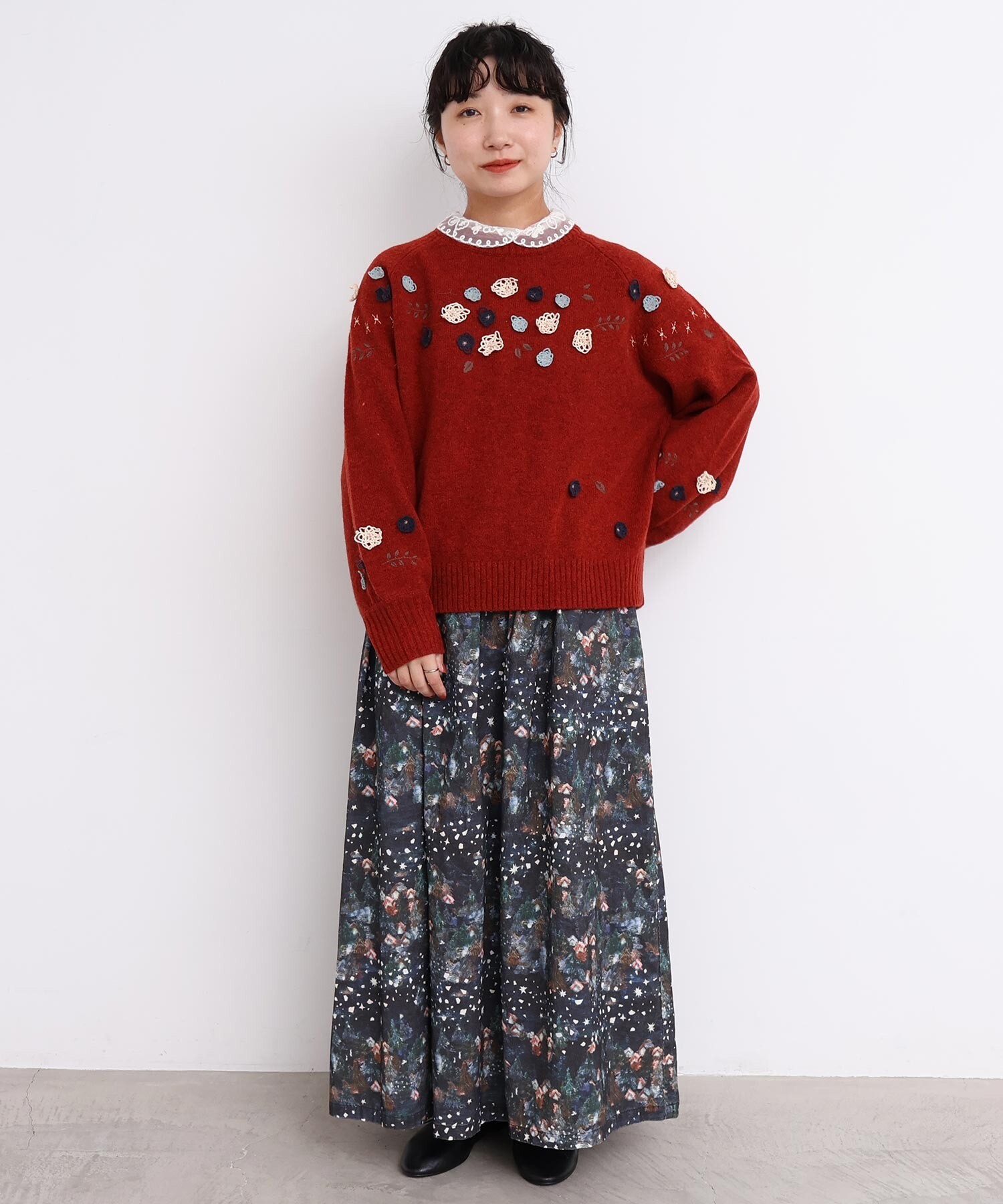 AMBIDEX Store 星くずと冬の街 シャツコールプリントスカート(F コン