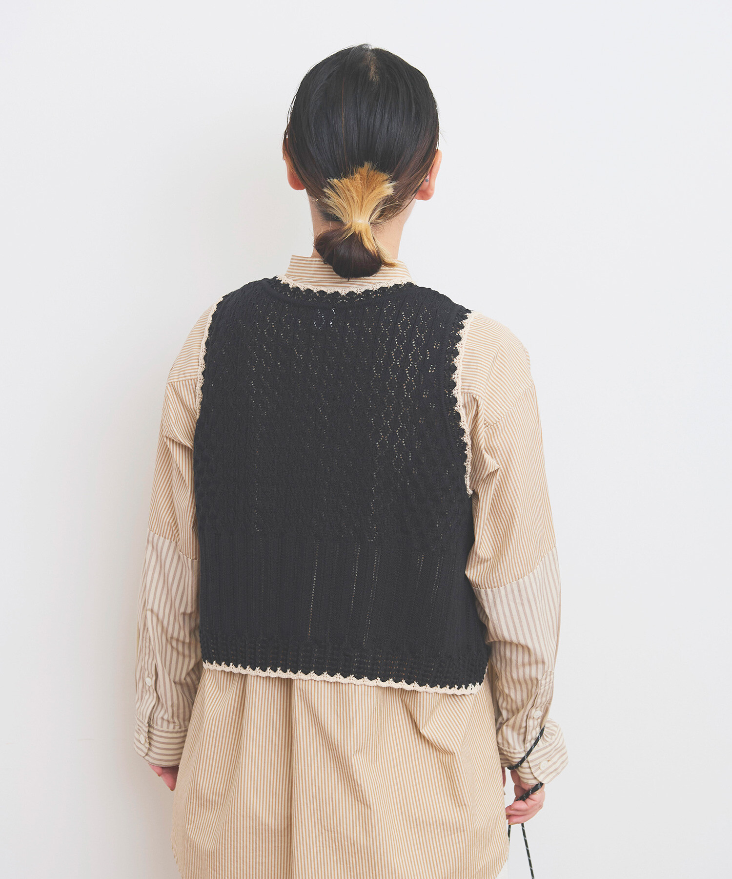 ち～ページ AMBIDEX Store ○〇透かし編みベスト(F クロ): FLAT-cic-HATENA