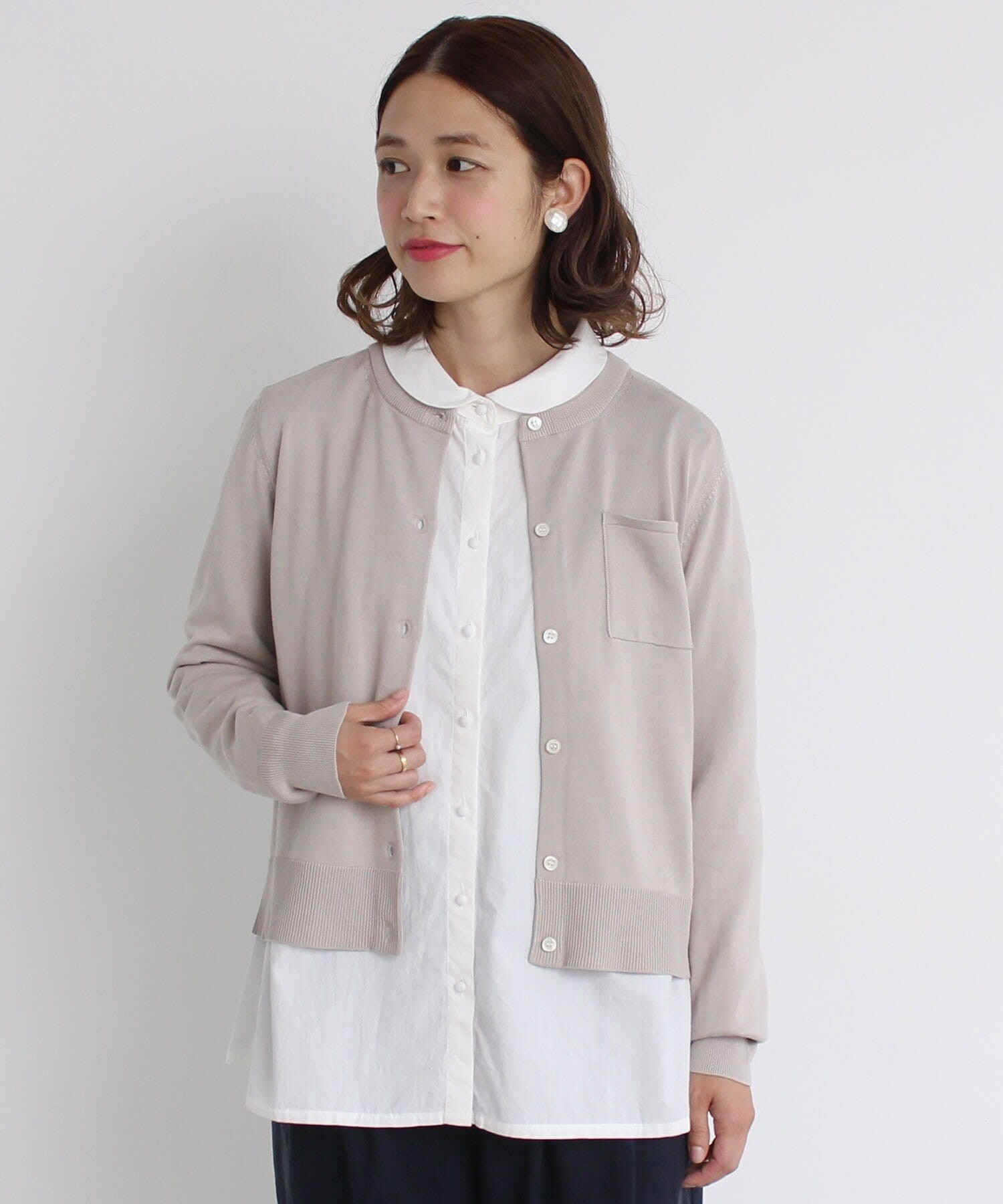 AMBIDEX Store cdc 40/-ポプリン 丸衿ブラウス(F シロ): Malle chambre 