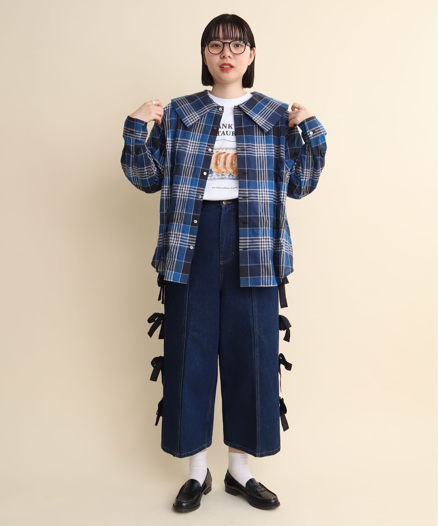 AMBIDEX Store 〇shirring check big BLOUSE(F アカ): l'atelier du savon