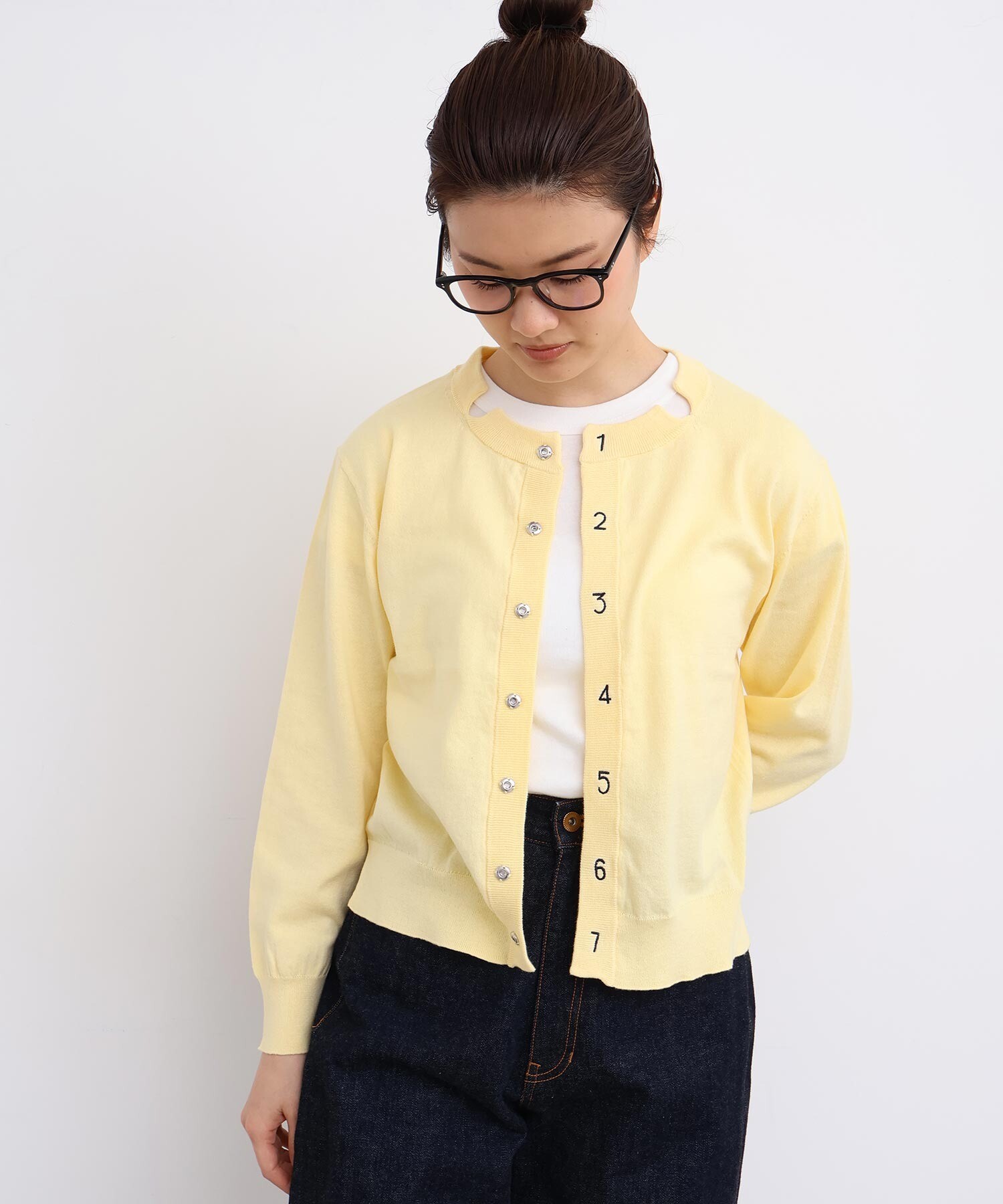 ふどさん専用 AMBIDEX Store コットン数字刺繍 クルーカーディガン(F サックス): l