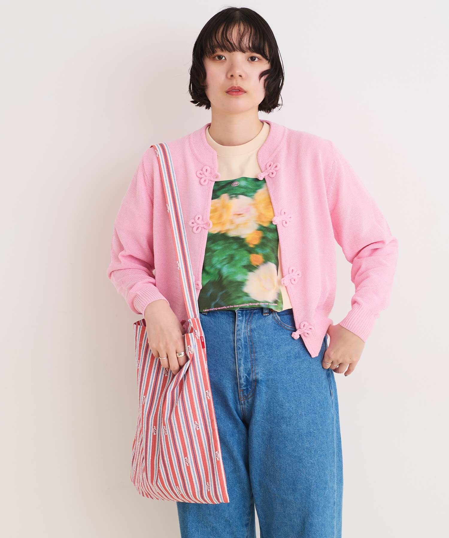 AMBIDEX Store 【予約販売】〇COTTON NYLON 華釦 カーディガン(F