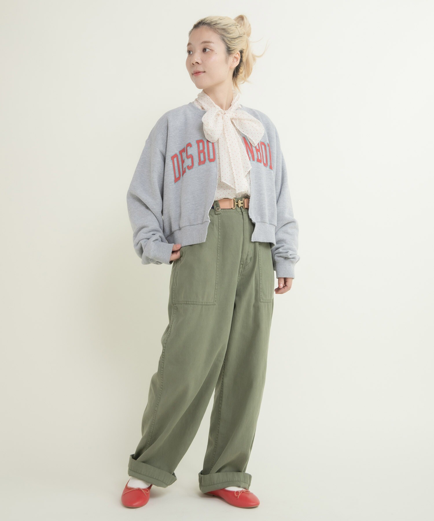 BONBONプリントスウェット リメイクはおりカーディガン