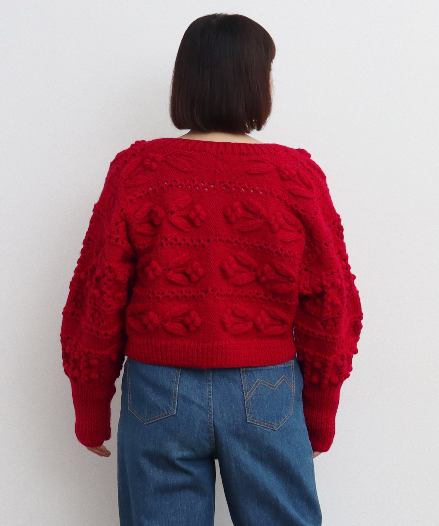 ネパールギルボックス もよう編みショートカーディガン