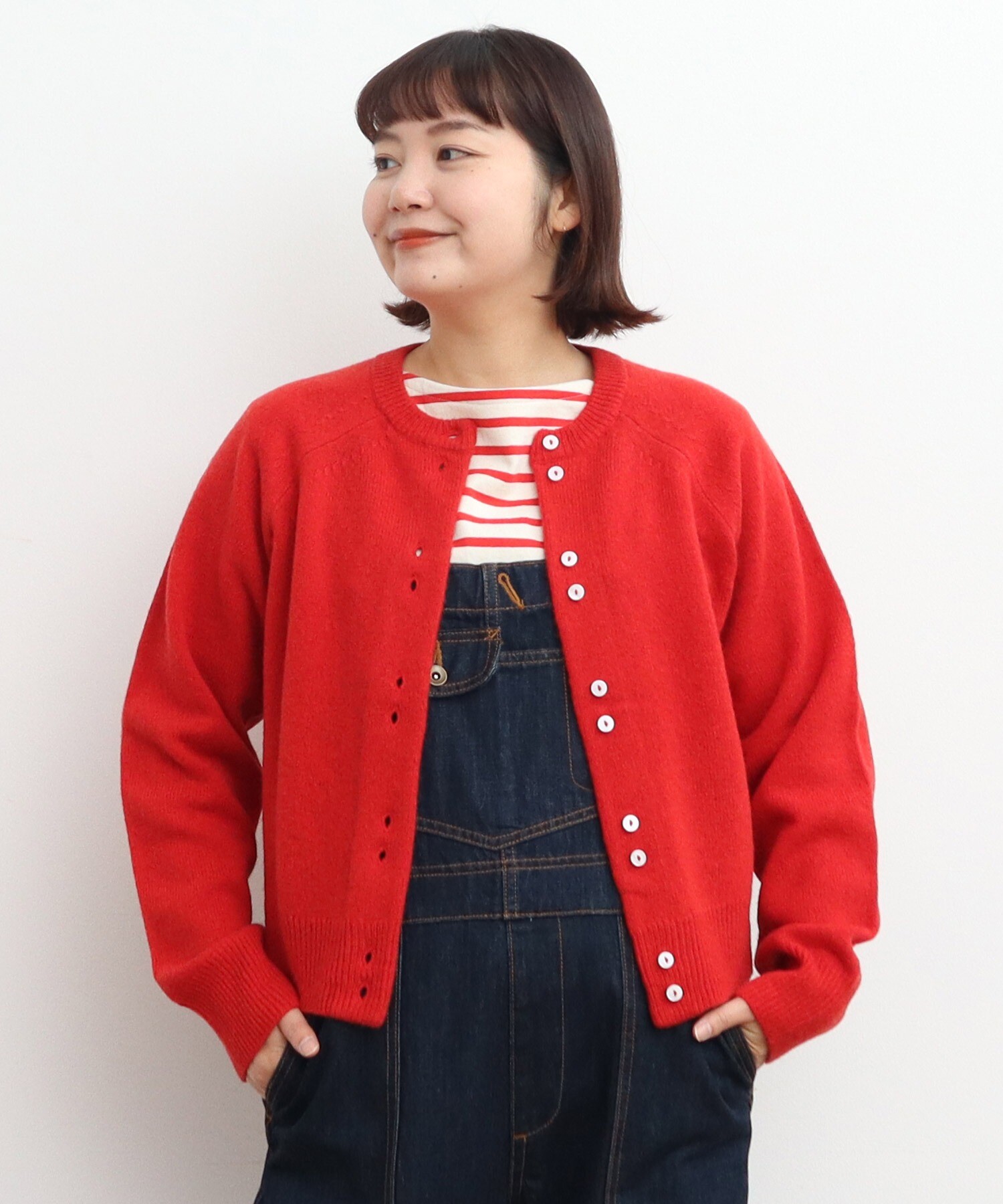 AMBIDEX Store ○2/15ラムウール 2つ釦カーディガン(F アカ): CHILD WOMAN