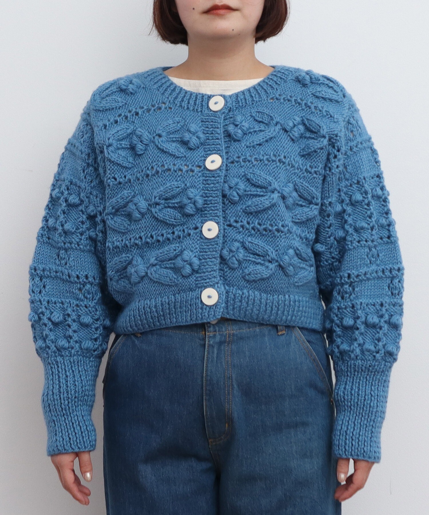 ネパールギルボックス もよう編みショートカーディガン