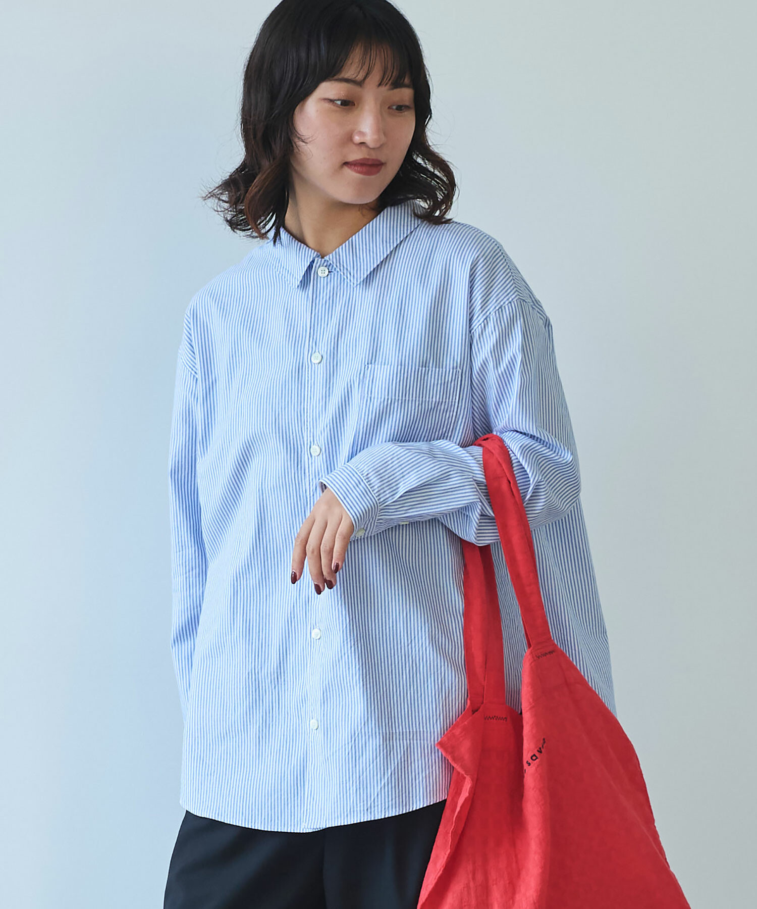 THOM BROWNE バックプリントピンクストライプ オーバーシャツ38