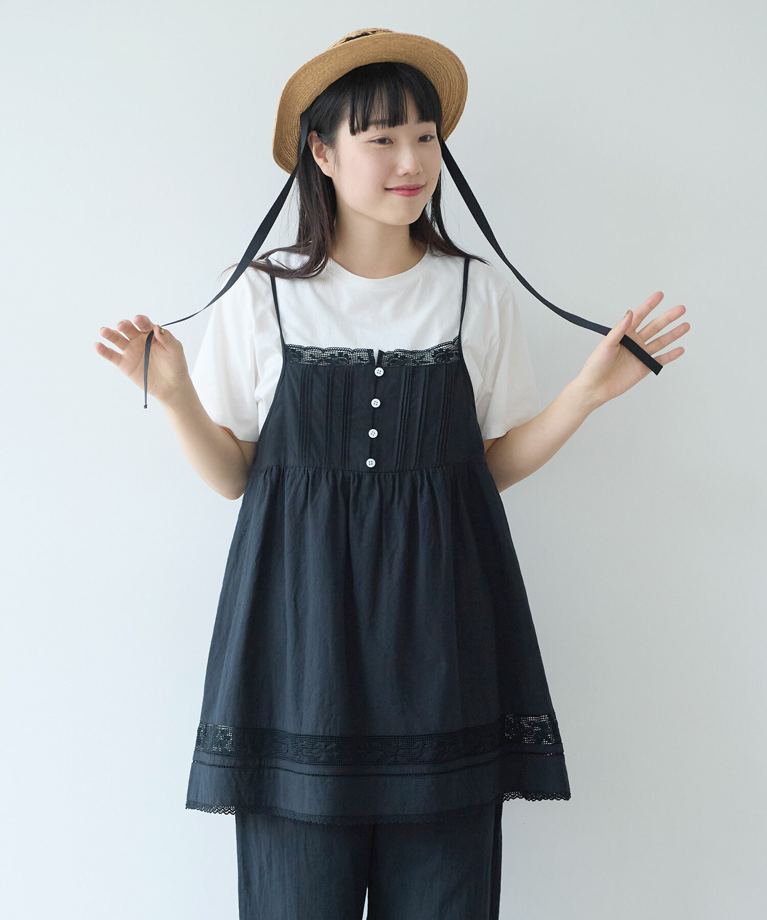 AMBIDEX Store 〇 コットン / リネン lace×pin tuck キャミブラウス(F