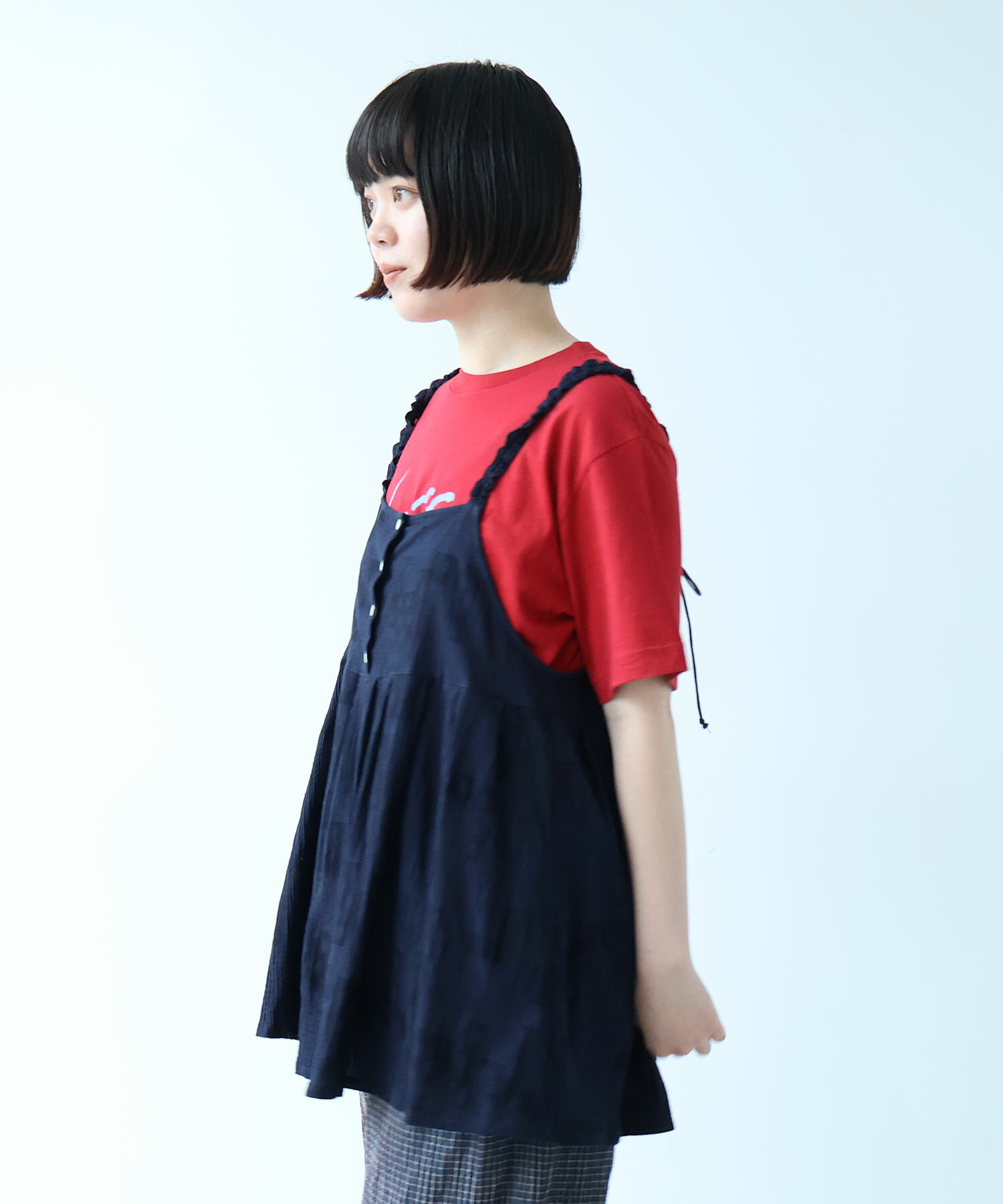 お値下げデザインスリーブキャミブラウス　ホワイト美品 AMBIDEX Store ○ patchwork ジャカード キャミブラウス(F シロ