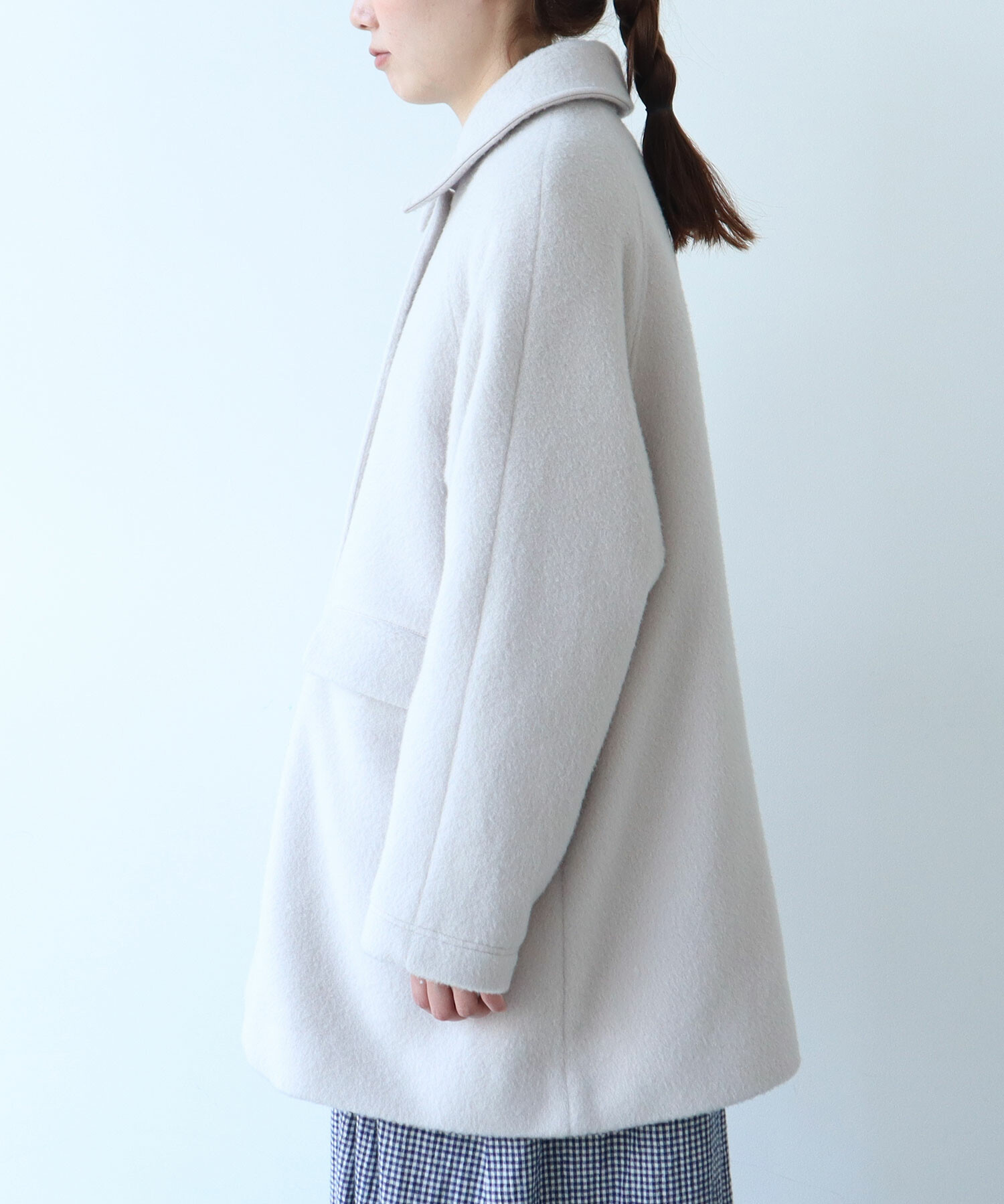 AMBIDEX Store 〇 モヘア / カシミア シャギー Aラインコート(F クロ