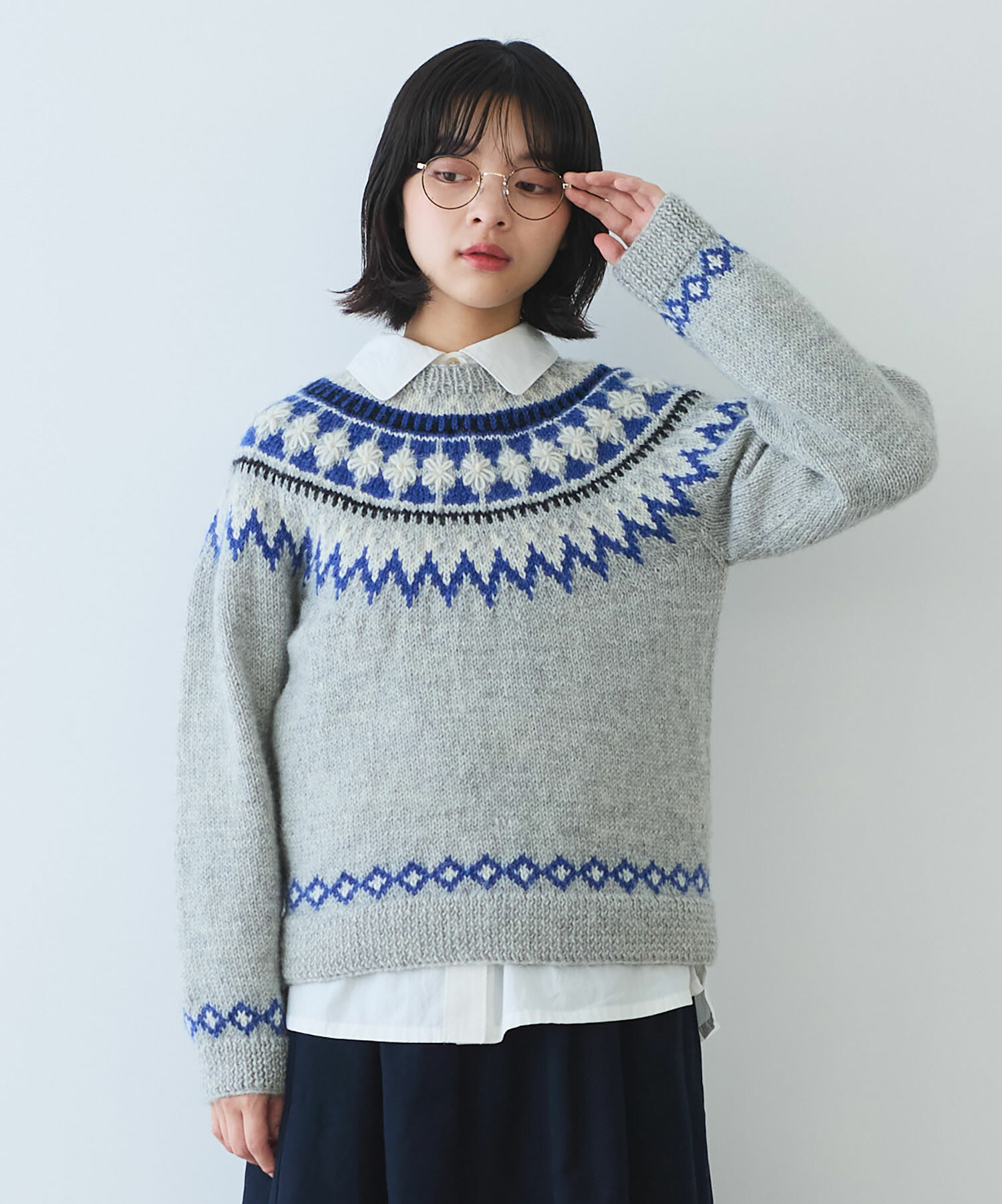 AMBIDEX Store 〇 ネパール ハンドニット ジグザグジャカード プル