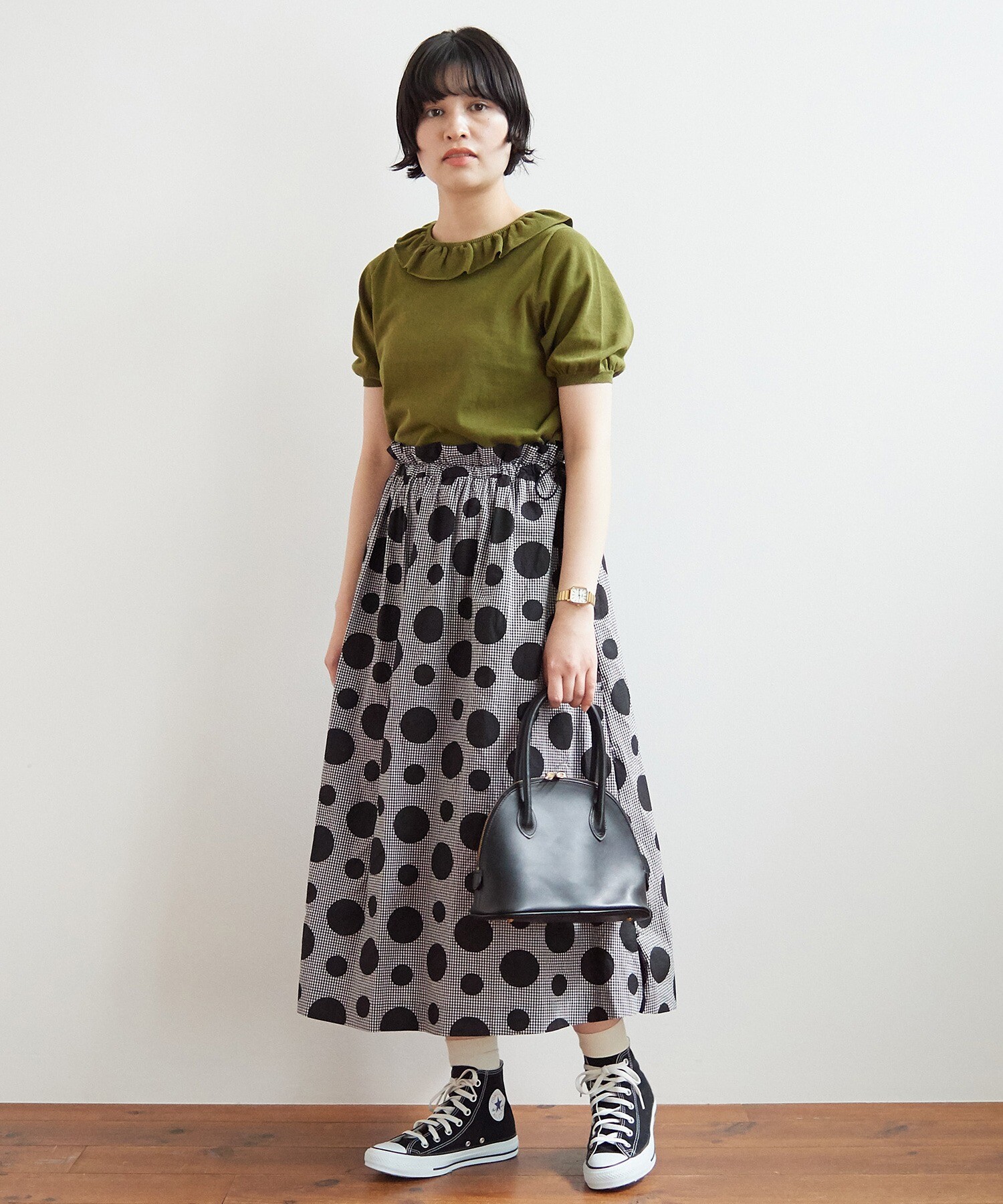 AMBIDEX Store ○gingham×dot プリント スカート(F クロ): bulle de savon