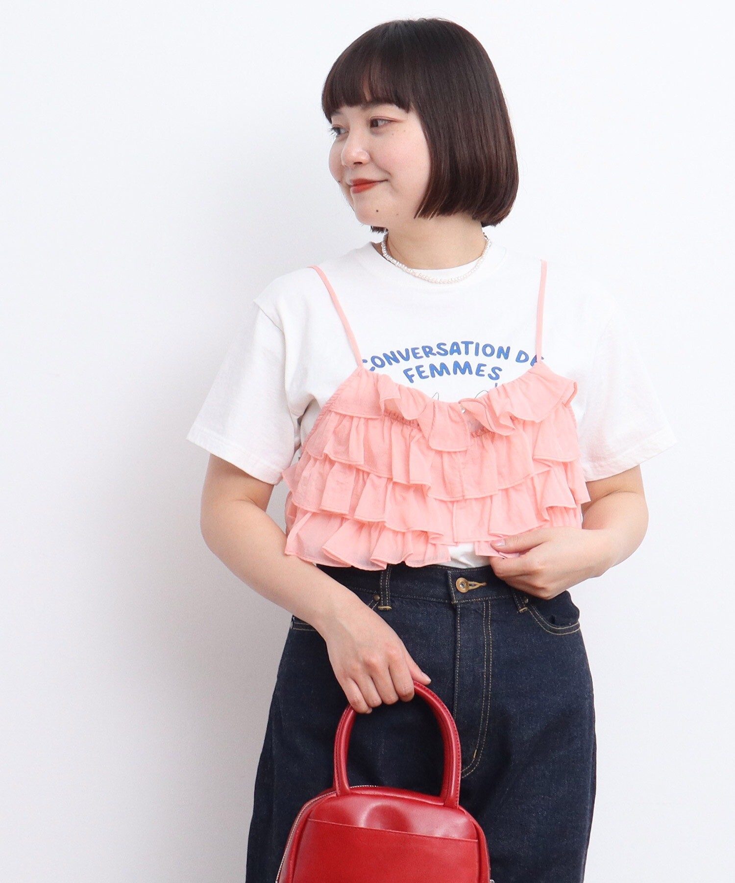 【あめ】Dot＆Stripes　コットンメッシュ ティアードキャミブラウス 卸売 あめ】Dot＆Stripes ティアードキャミブラウス コットン