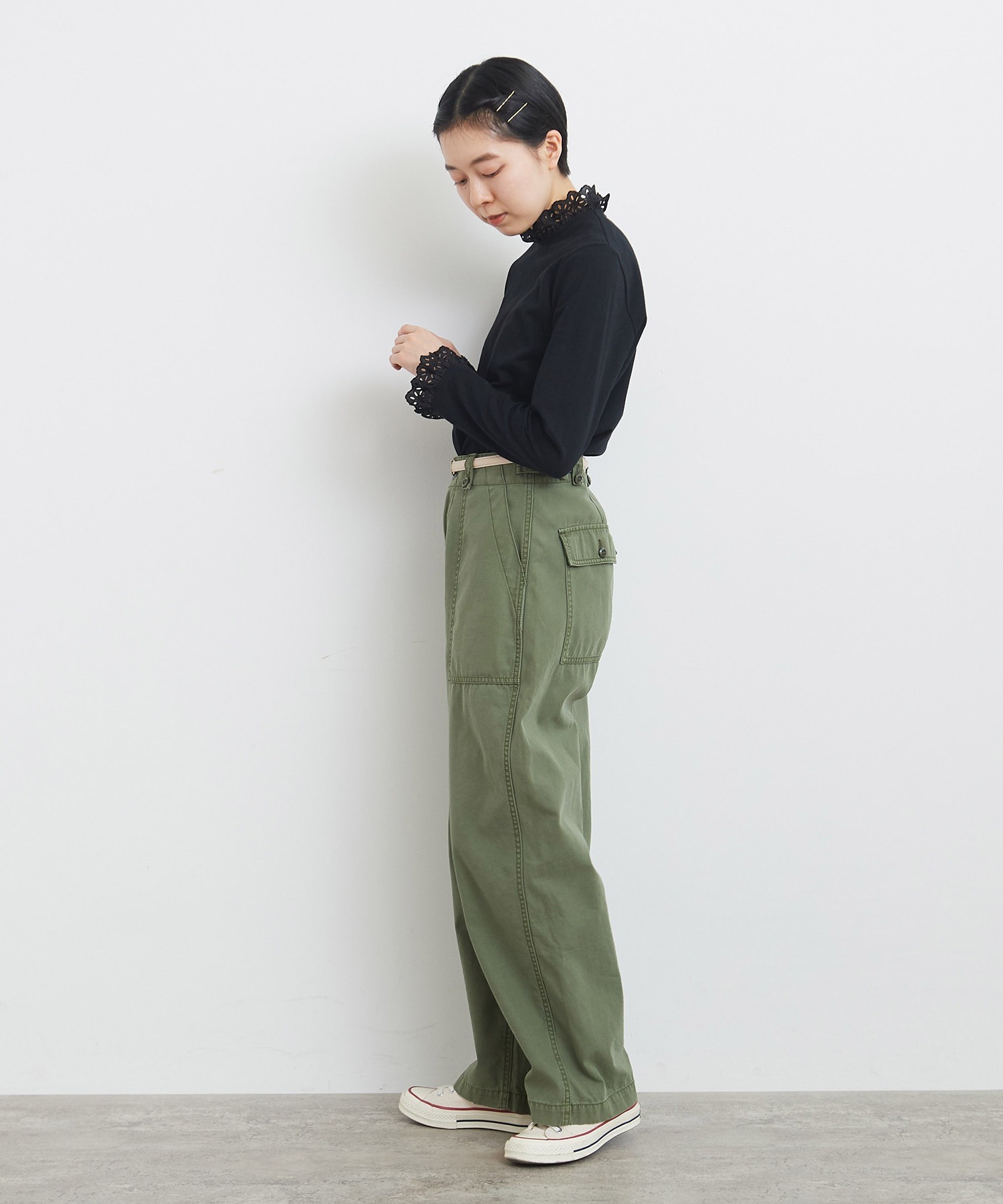 AMBIDEX Store 30/-天竺 コットンレースインナー(F クロ): CHILD WOMAN