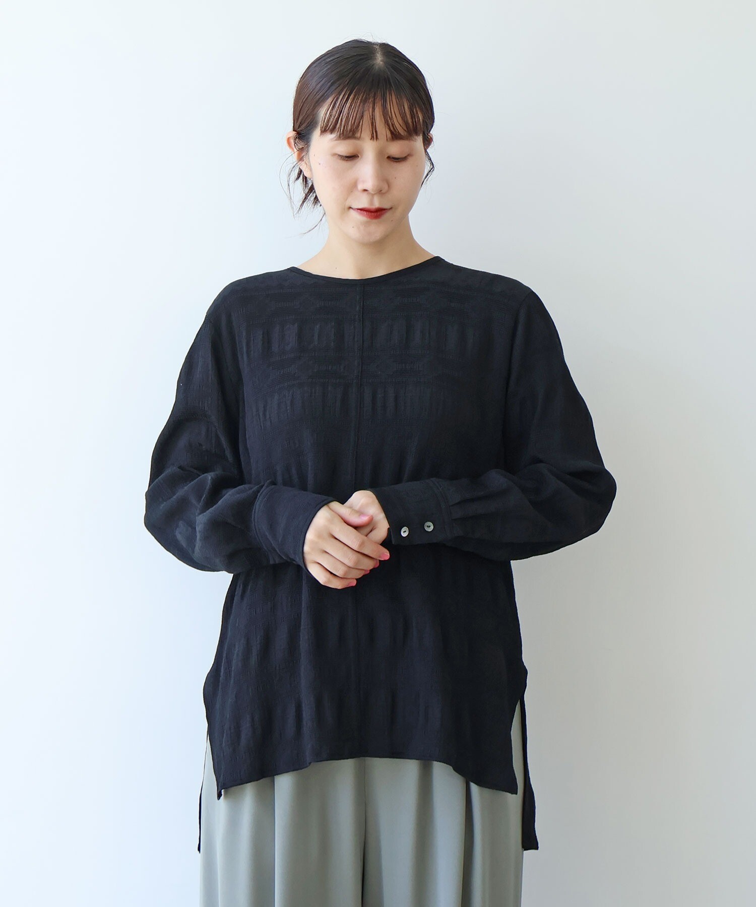 [期間限定値下げ] DISCOVERED 点描デザイン 長袖シャツ M ホワイト LADIES'(レディース)/長袖-ワイシャツ/別生地(並び順：おすすめ