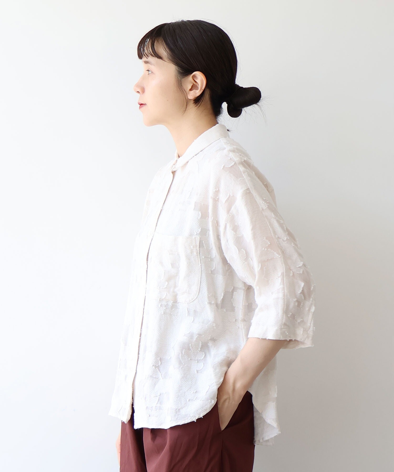 AMBIDEX Store △シアーカットジャカード シャツ(F クロ): yuni