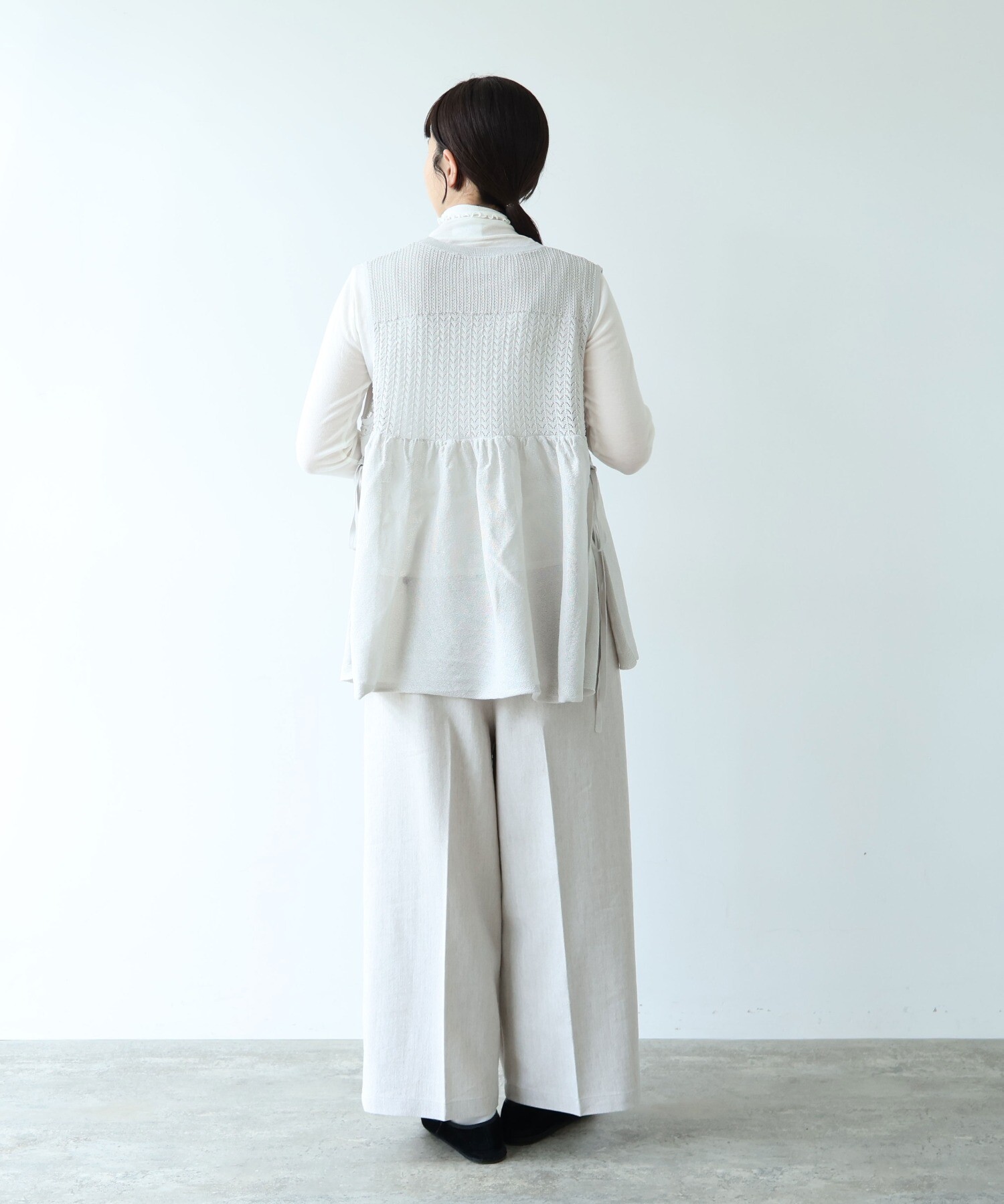 AMBIDEX Store 12G和紙/Polyester tiered knit ベスト(F グレー): yuni