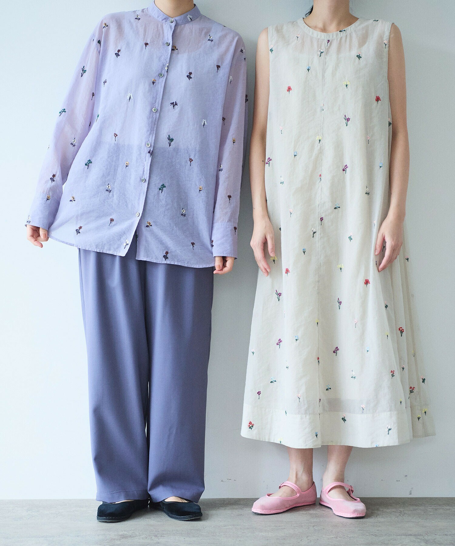 AMBIDEX Store コットン/ナイロン sheer floral刺繍 ワンピース(F