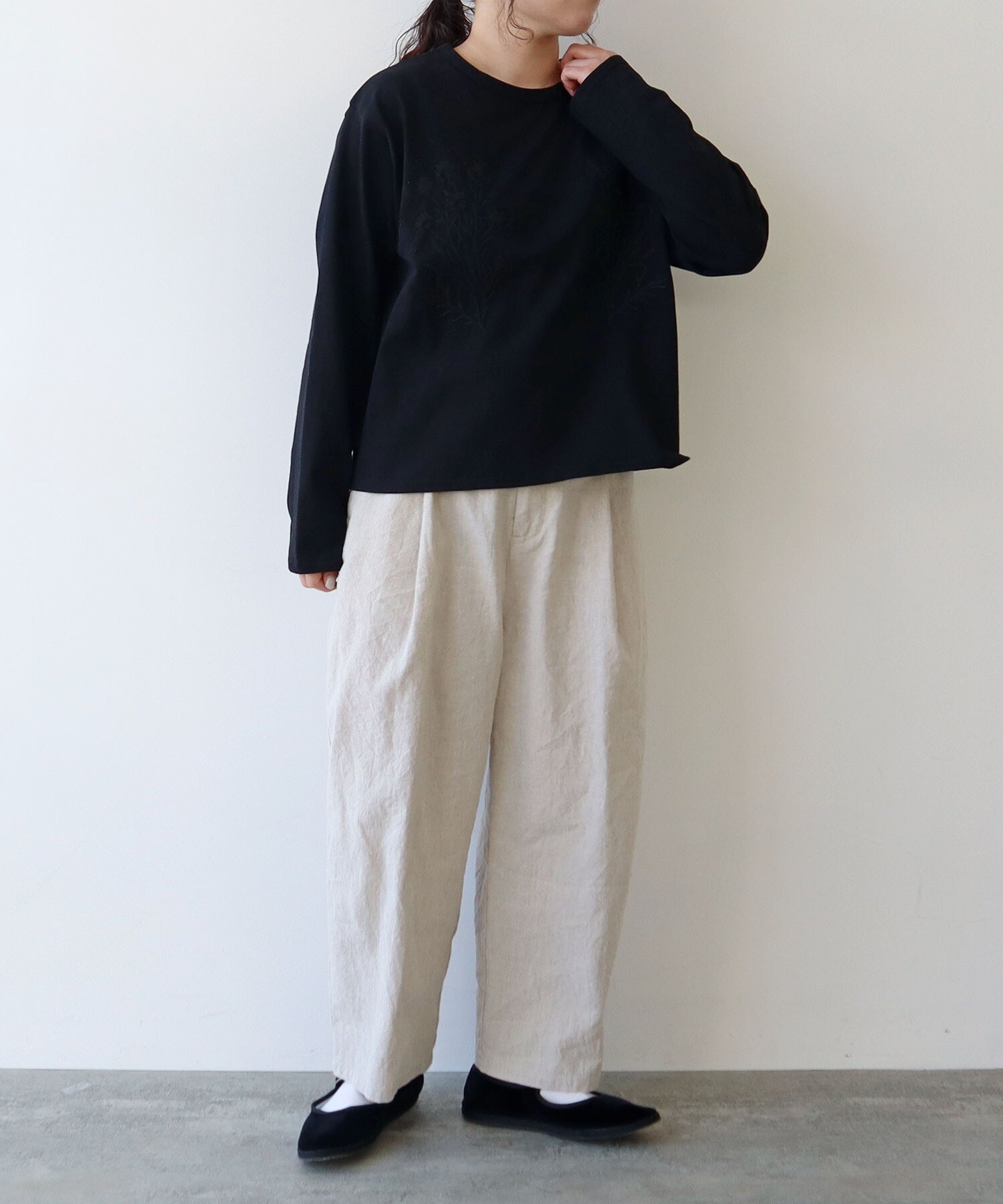 AMBIDEX Store ○高密度コットンリネン バックゴムパンツ(S