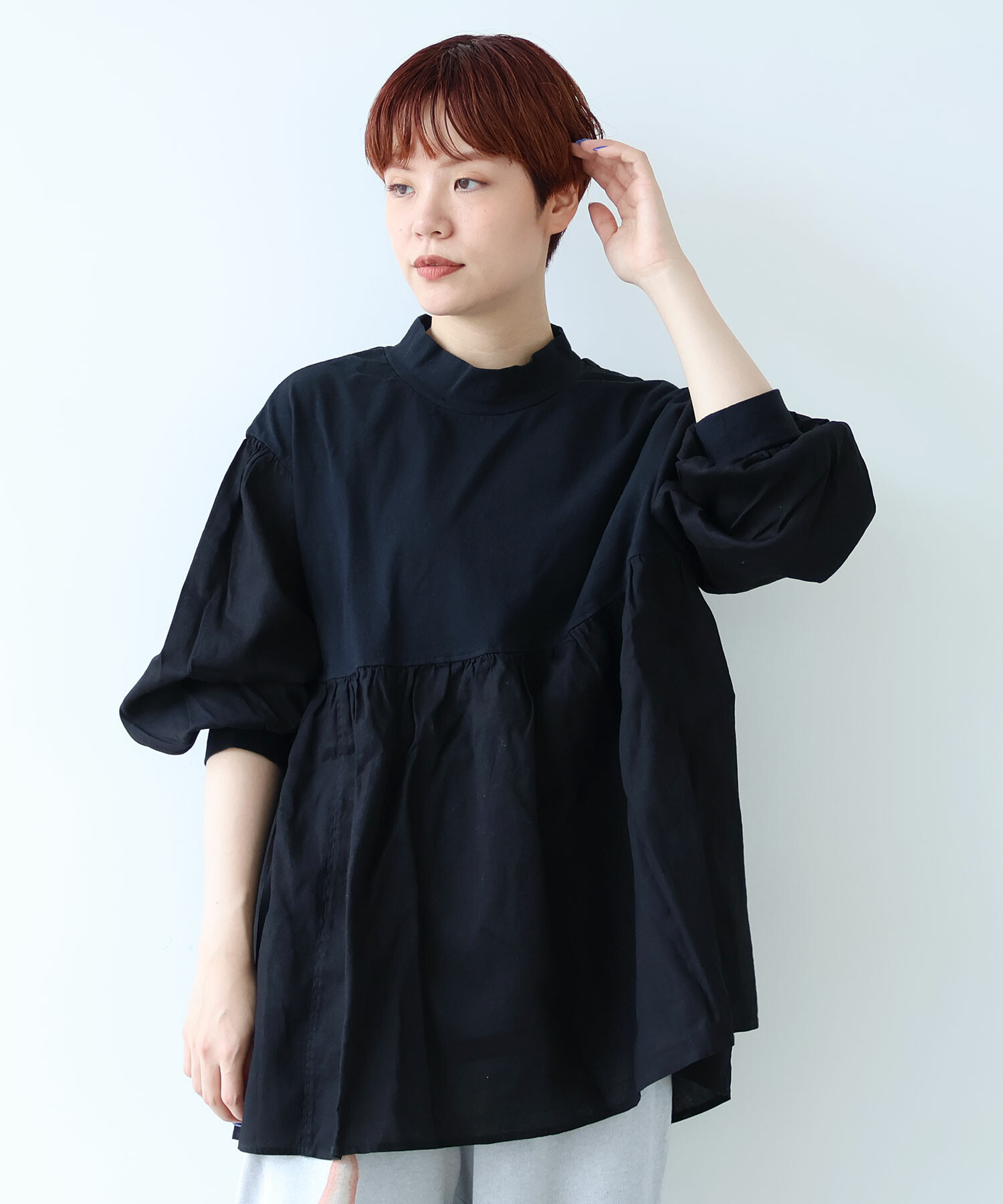 AMBIDEX Store ○強撚オックスコールドマーセ T-ブラウス(F MID NIGHT