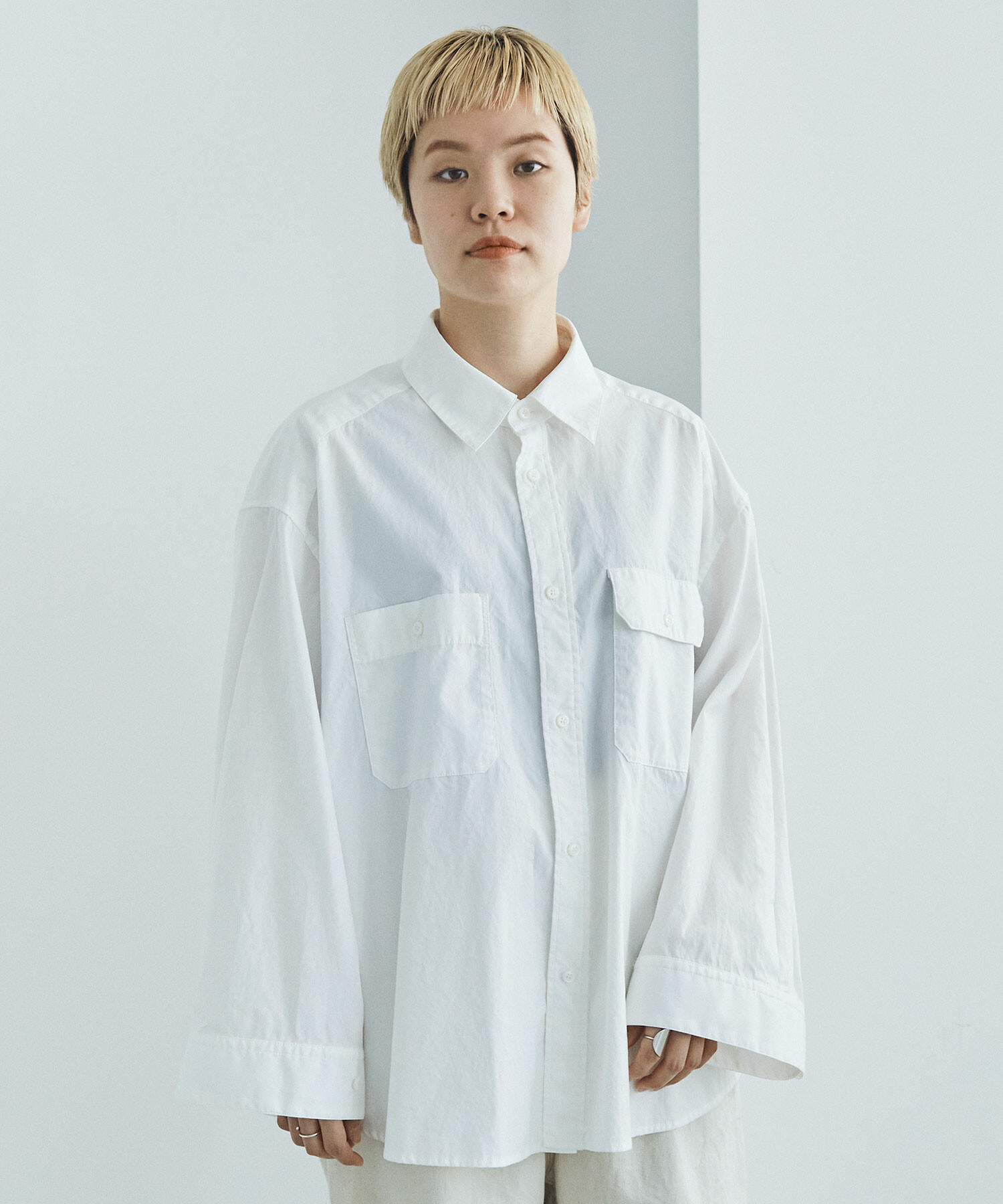 AMBIDEX Store FINX OX WIDE SLEEVE SHIRTS(F OX WHITE): FLAT-cic-HATENA