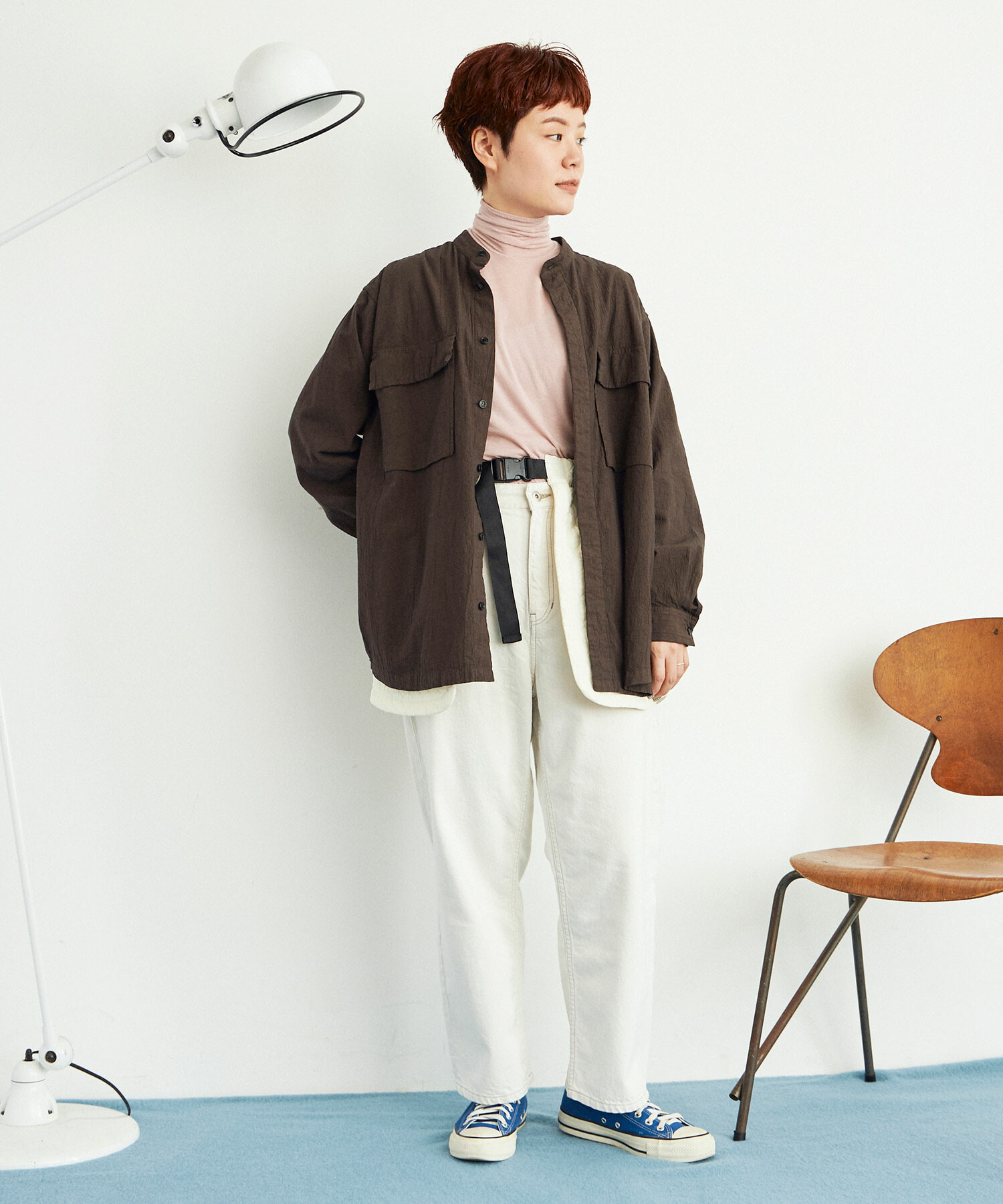 AMBIDEX Store ○強撚POPLIN 製品染 POCKET シャツ(F LIGHT GREY