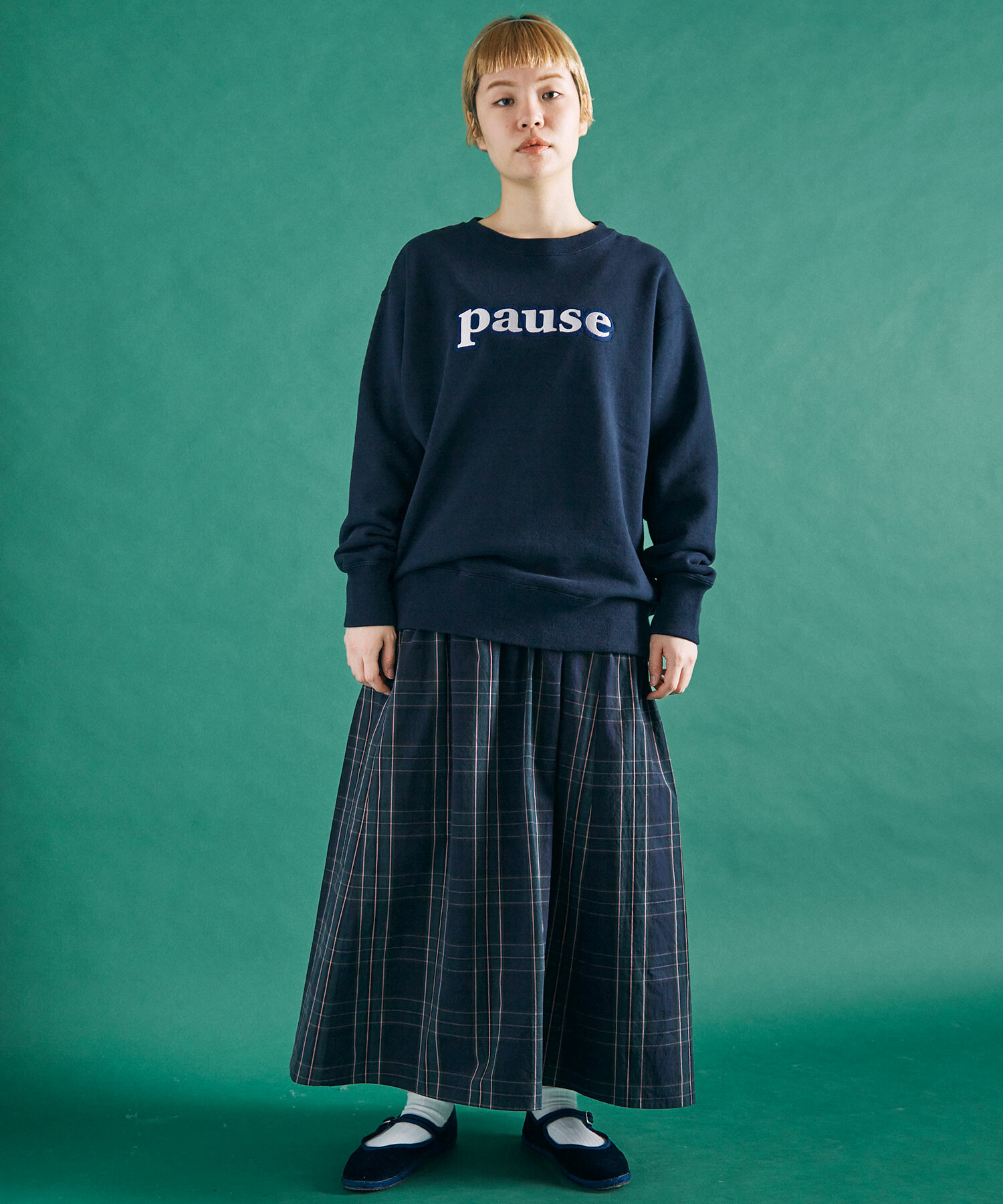 AMBIDEX Store ○30/8裏毛 pause ロゴ プルオーバー(F NAVY): FLAT-cic