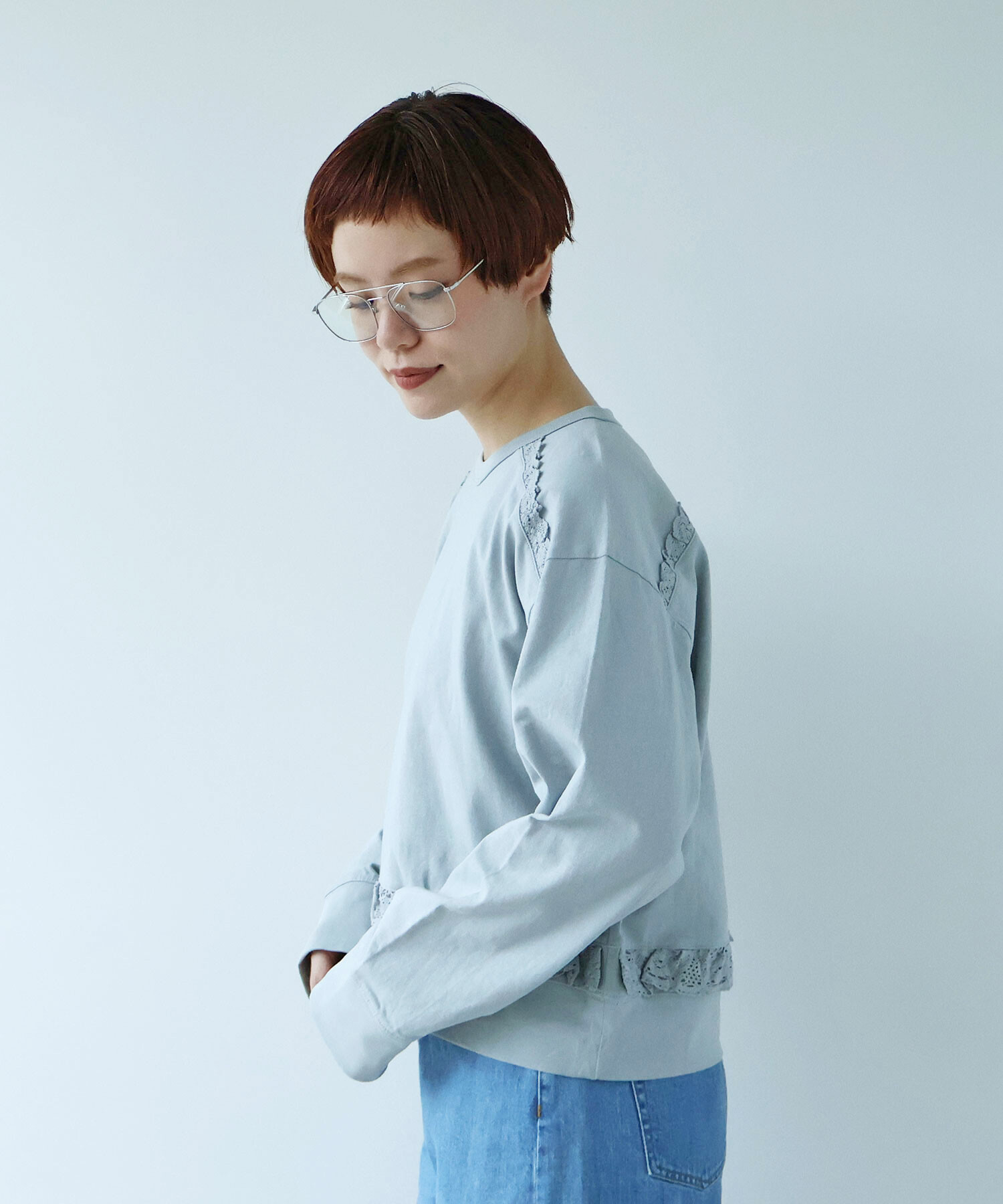 AMBIDEX Store ○cotton lace SHORT プルオーバー(F CHARCOAL): FLAT